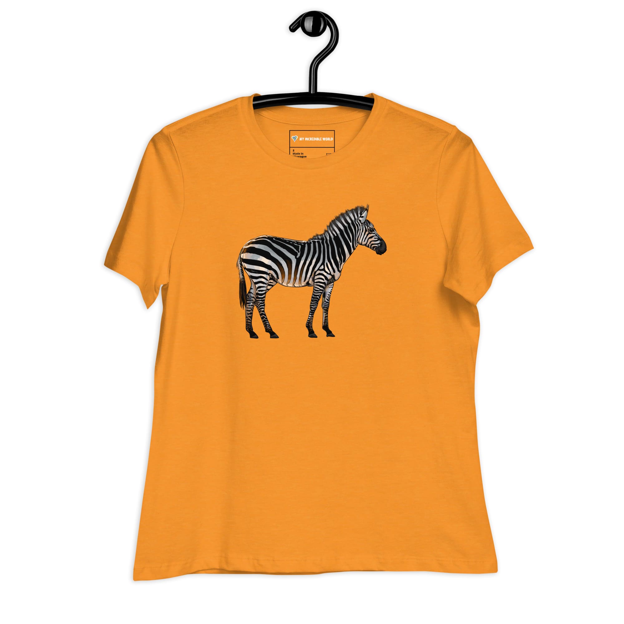 "Watercolor Zebra" Women's Zebra T-Shirt Heather Marmalade / S