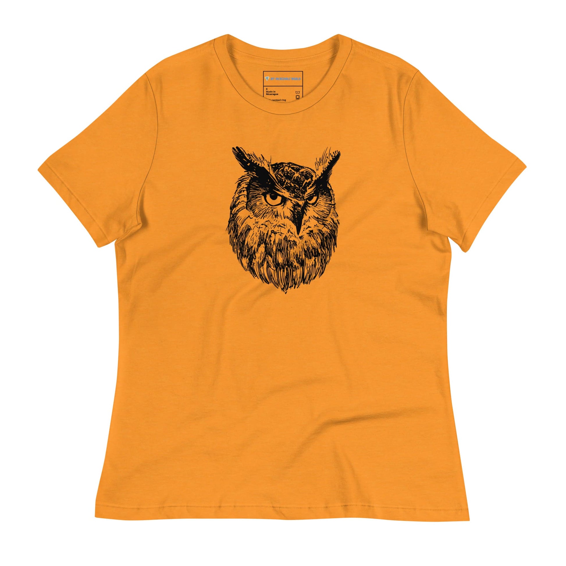 "Wise Owl" Owl Sketch T-Shirt (Women's) Heather Marmalade / S