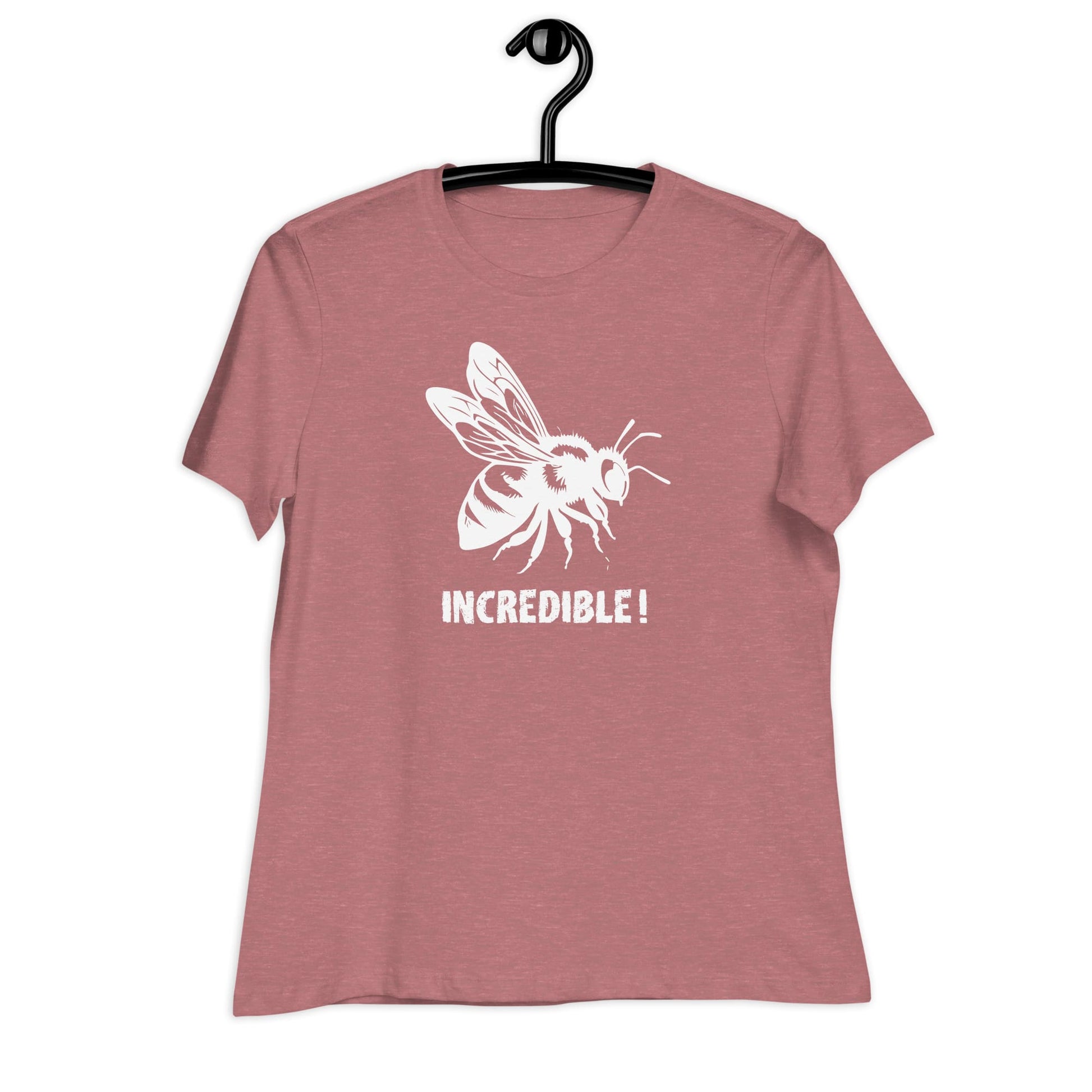 "Bees Are Incredible" Bee T-Shirt for Women - White Print Heather Mauve / S