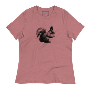 "Gentle Squirrel" Squirrel Sketch T-Shirt (Women's) Heather Mauve / S