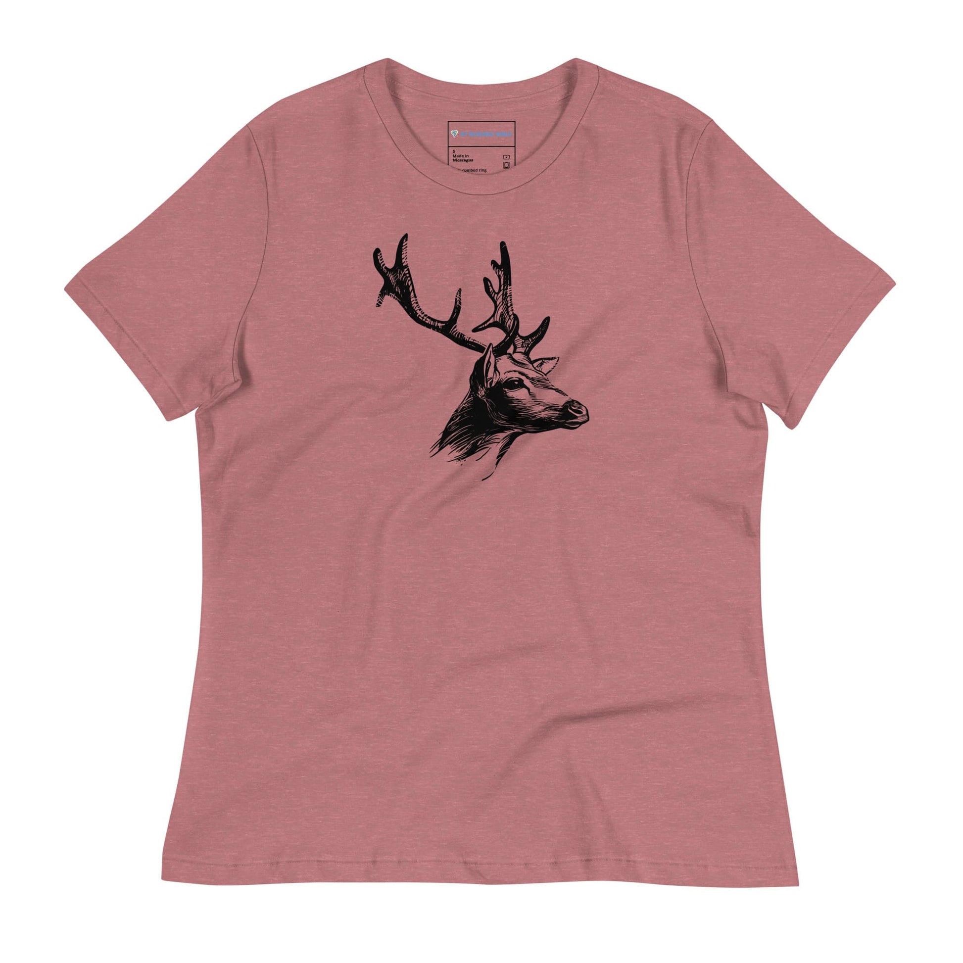 "Magnificent Buck" Deer Sketch T-Shirt (Women's) Heather Mauve / S