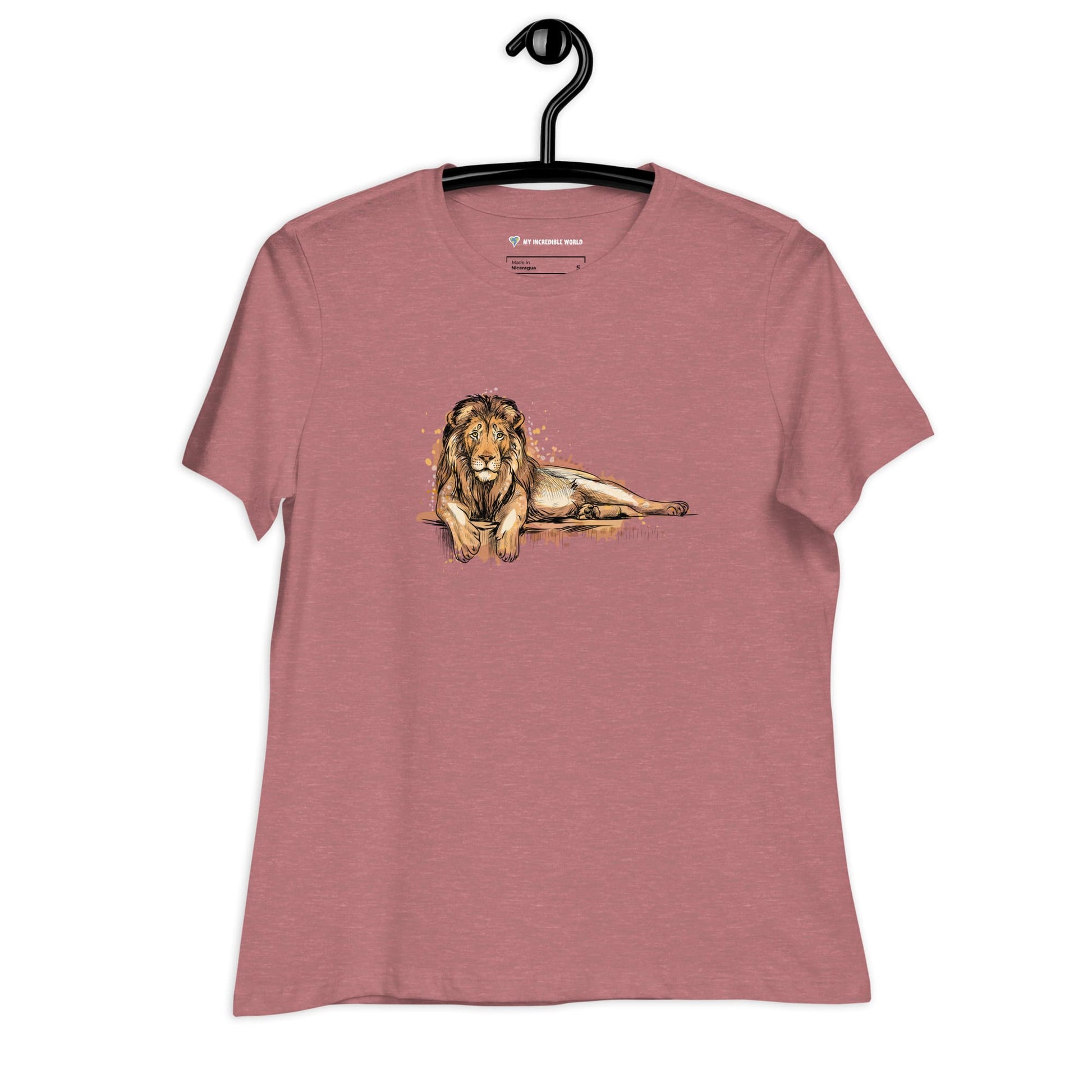 "Watercolor Lion" Women's Lion T-Shirt Heather Mauve / S