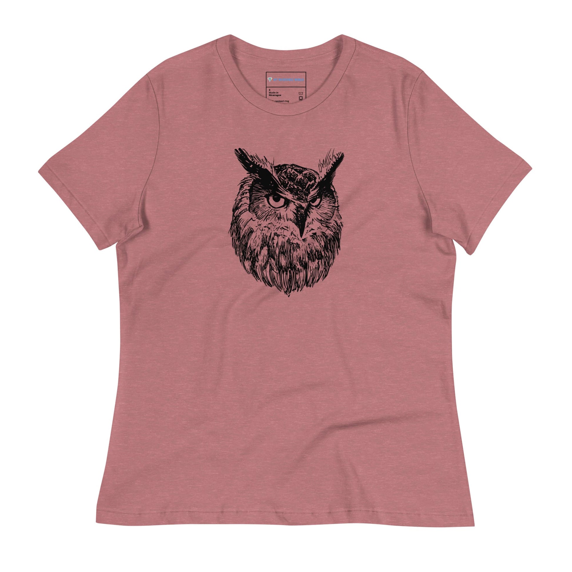 "Wise Owl" Owl Sketch T-Shirt (Women's) Heather Mauve / S