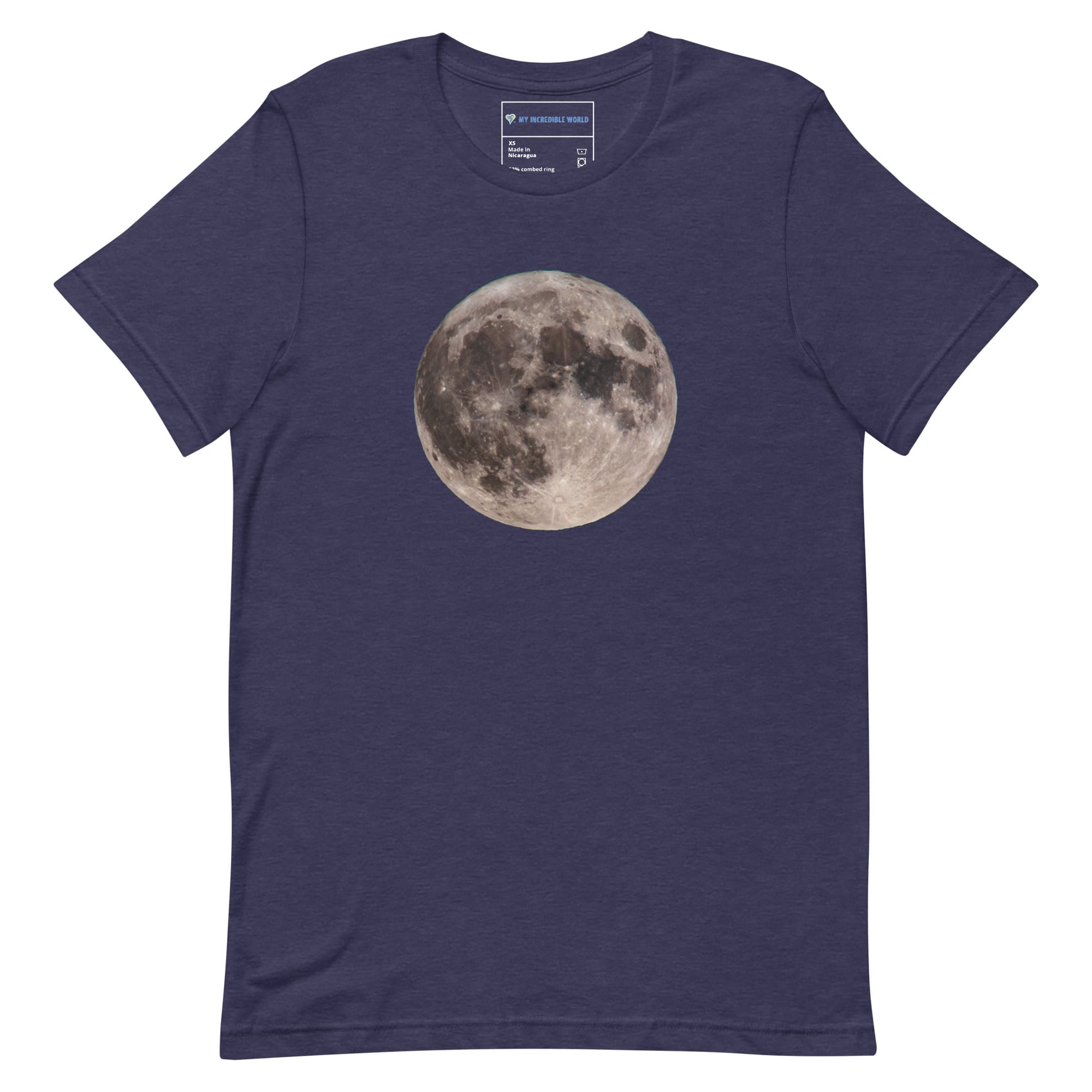 "Blue Moon Supermoon" Full Moon T-Shirt (Adult Unisex) Heather Midnight Navy / XS