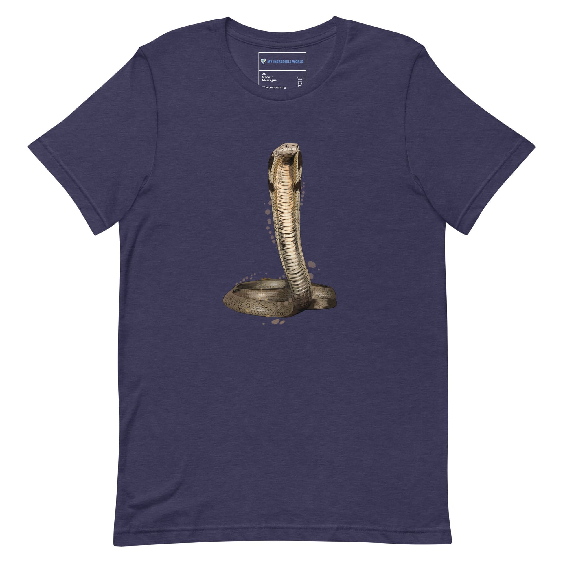 "Watercolor Cobra" Cobra Snake T-Shirt (Adult Unisex) Heather Midnight Navy / XS