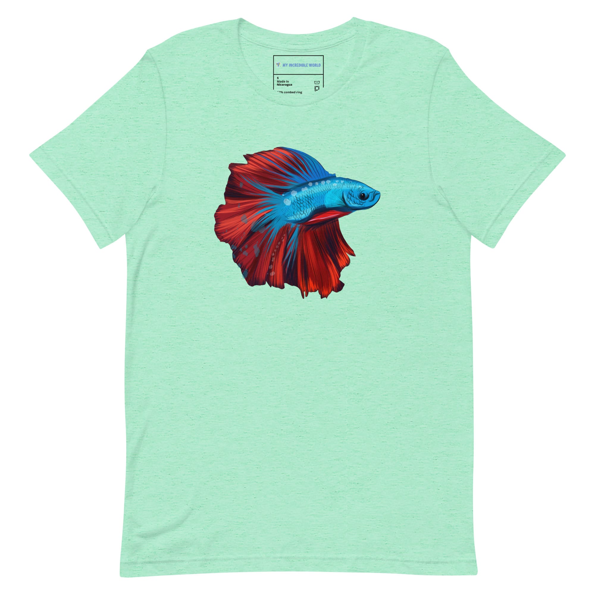 "Watercolor Betta" Betta Fish T-Shirt (Adult Unisex) Heather Mint / S