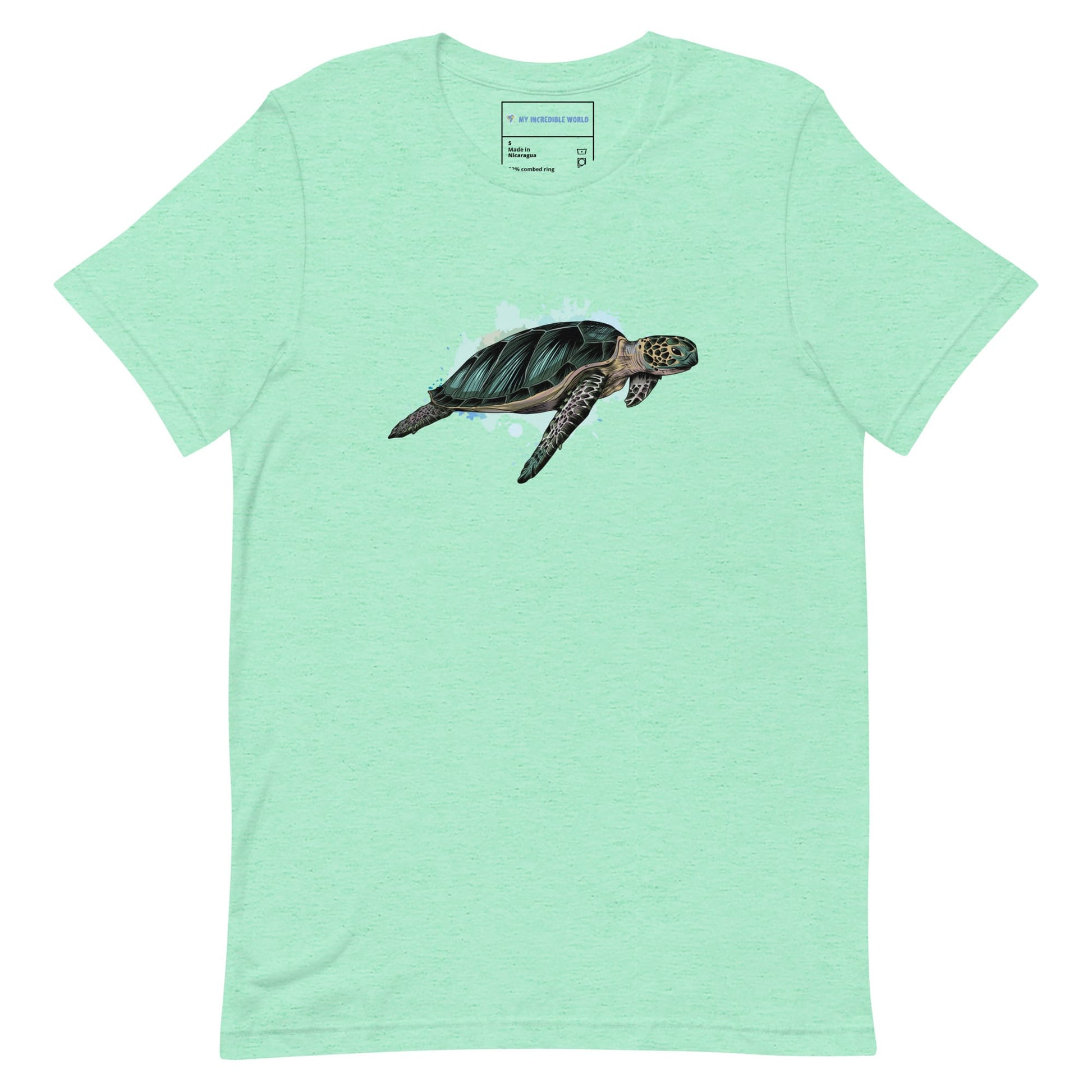 "Watercolor Sea Turtle" Sea Turtle T-Shirt (Adult Unisex) Heather Mint / S