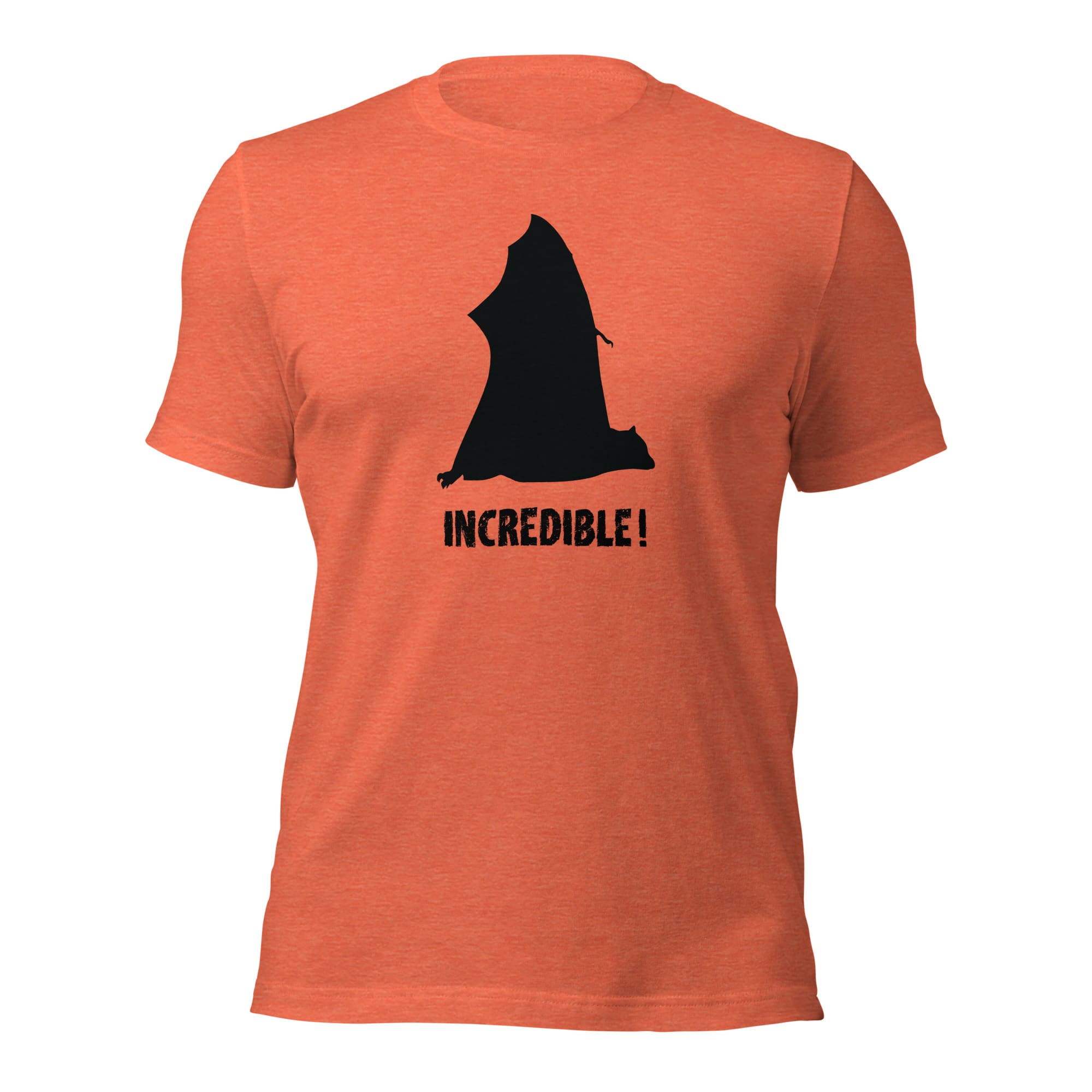 "Bats Are Incredible" Bat T-Shirt - Black Print (Adult Unisex) Heather Orange / S