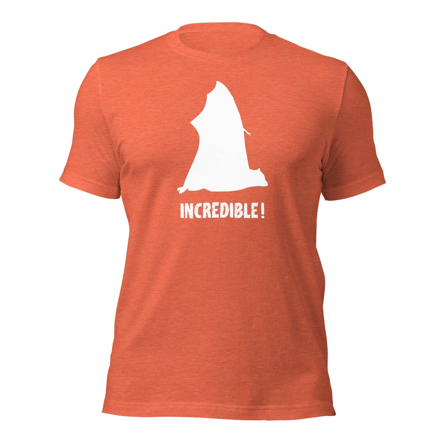 "Bats Are Incredible" Bat T-Shirt - White Print (Adult Unisex) Heather Orange / S