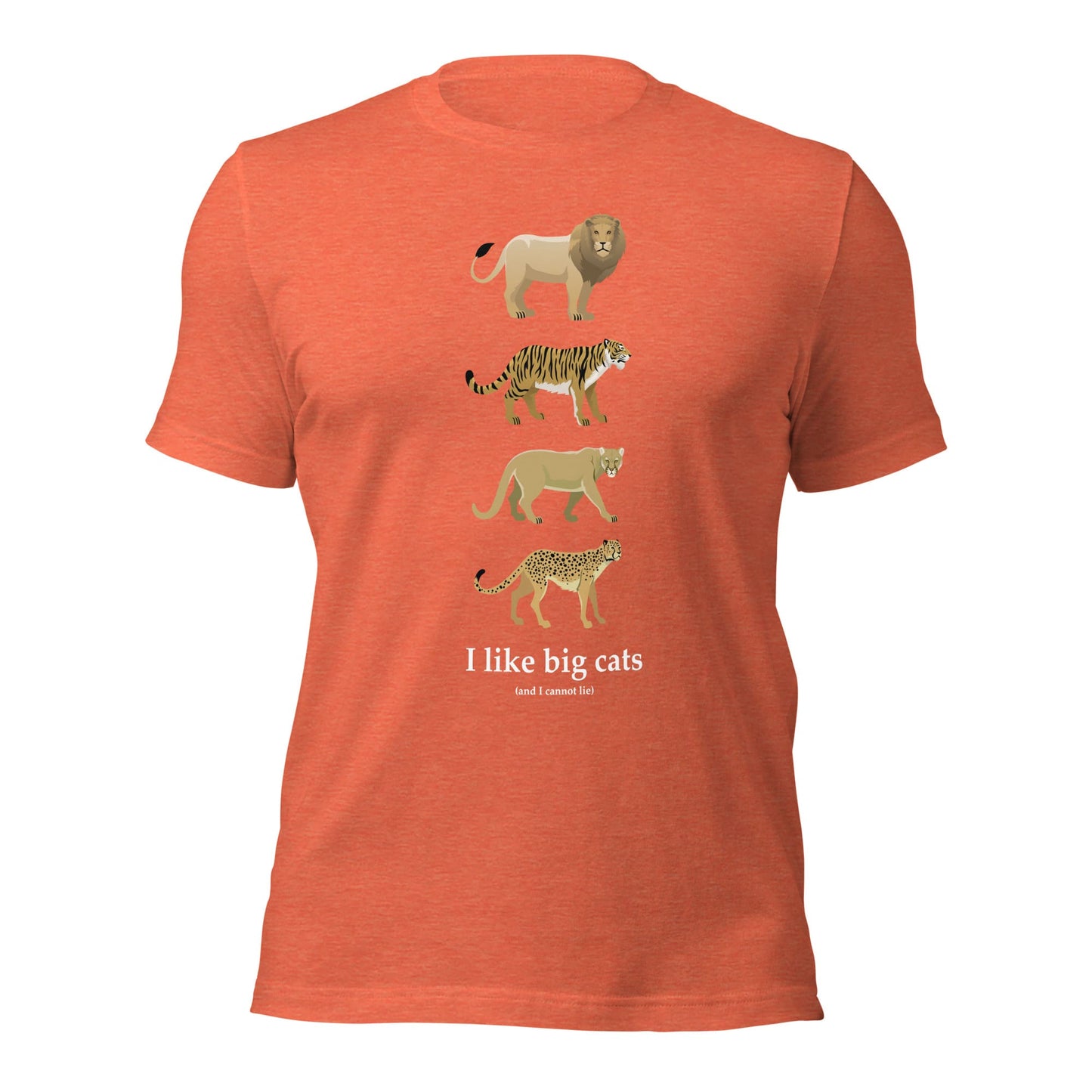 "I Like Big Cats (And I Cannot Lie)" Big Cat T-Shirt (Adult Unisex) Heather Orange / S