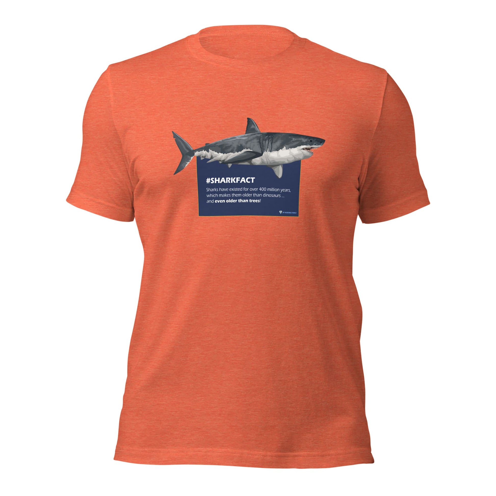 "#SHARKFACT Sharks Are Older Than Trees" Shark T-Shirt (Adult Unisex/Men's) Heather Orange / S