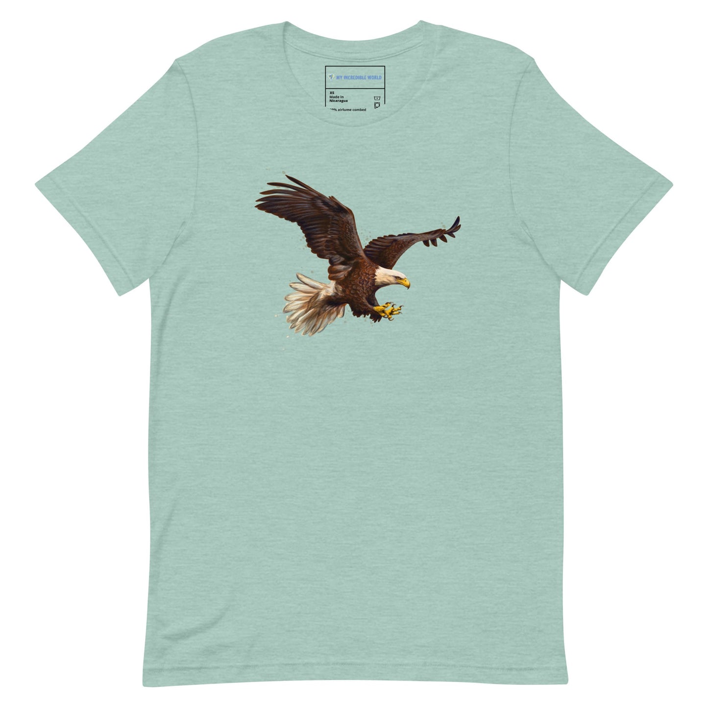 "Watercolor Bald Eagle" Bald Eagle T-Shirt (Adult Unisex) Heather Prism Dusty Blue / XS