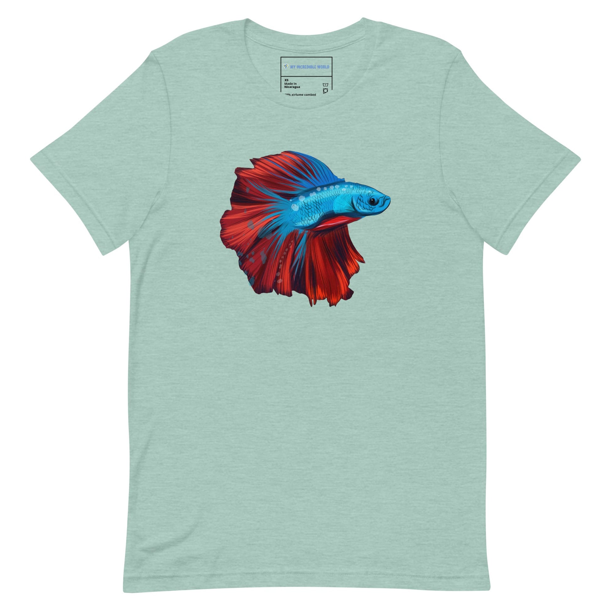 "Watercolor Betta" Betta Fish T-Shirt (Adult Unisex) Heather Prism Dusty Blue / XS