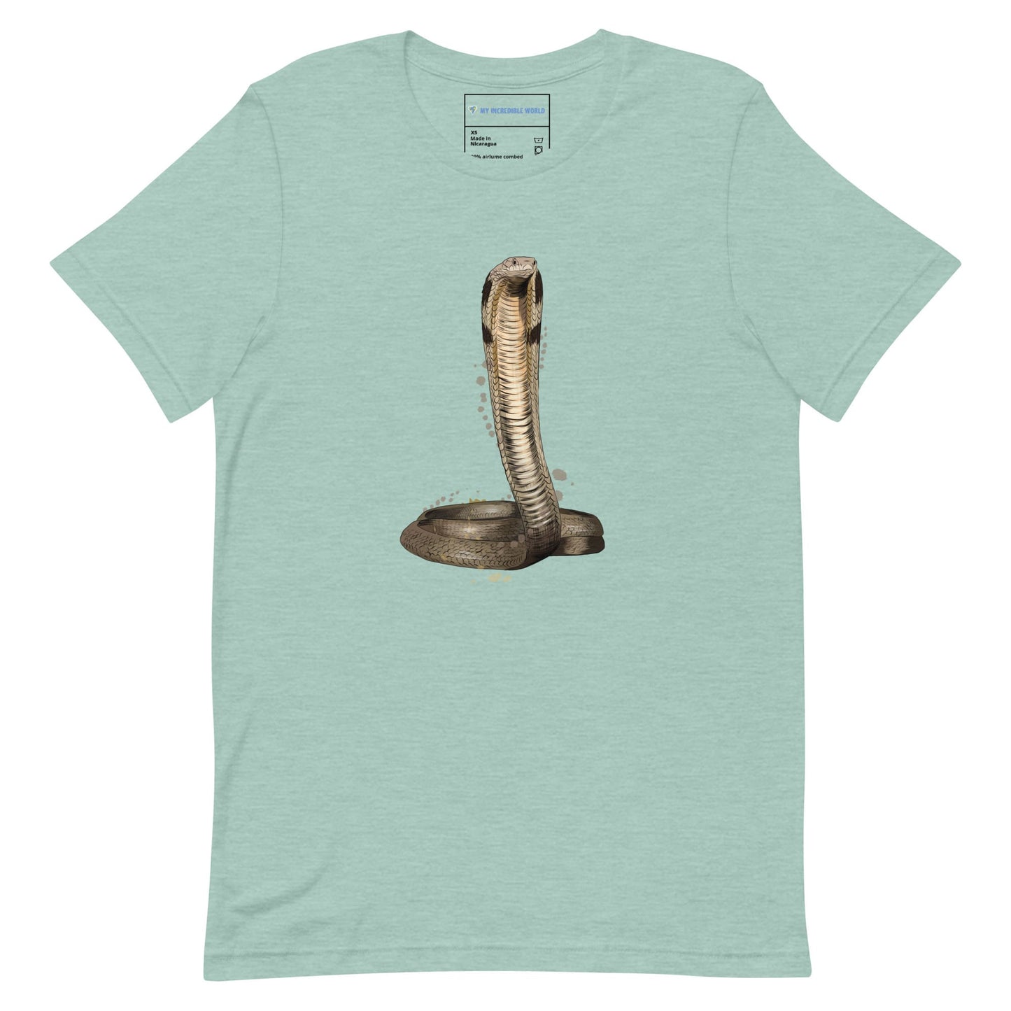 "Watercolor Cobra" Cobra Snake T-Shirt (Adult Unisex) Heather Prism Dusty Blue / XS