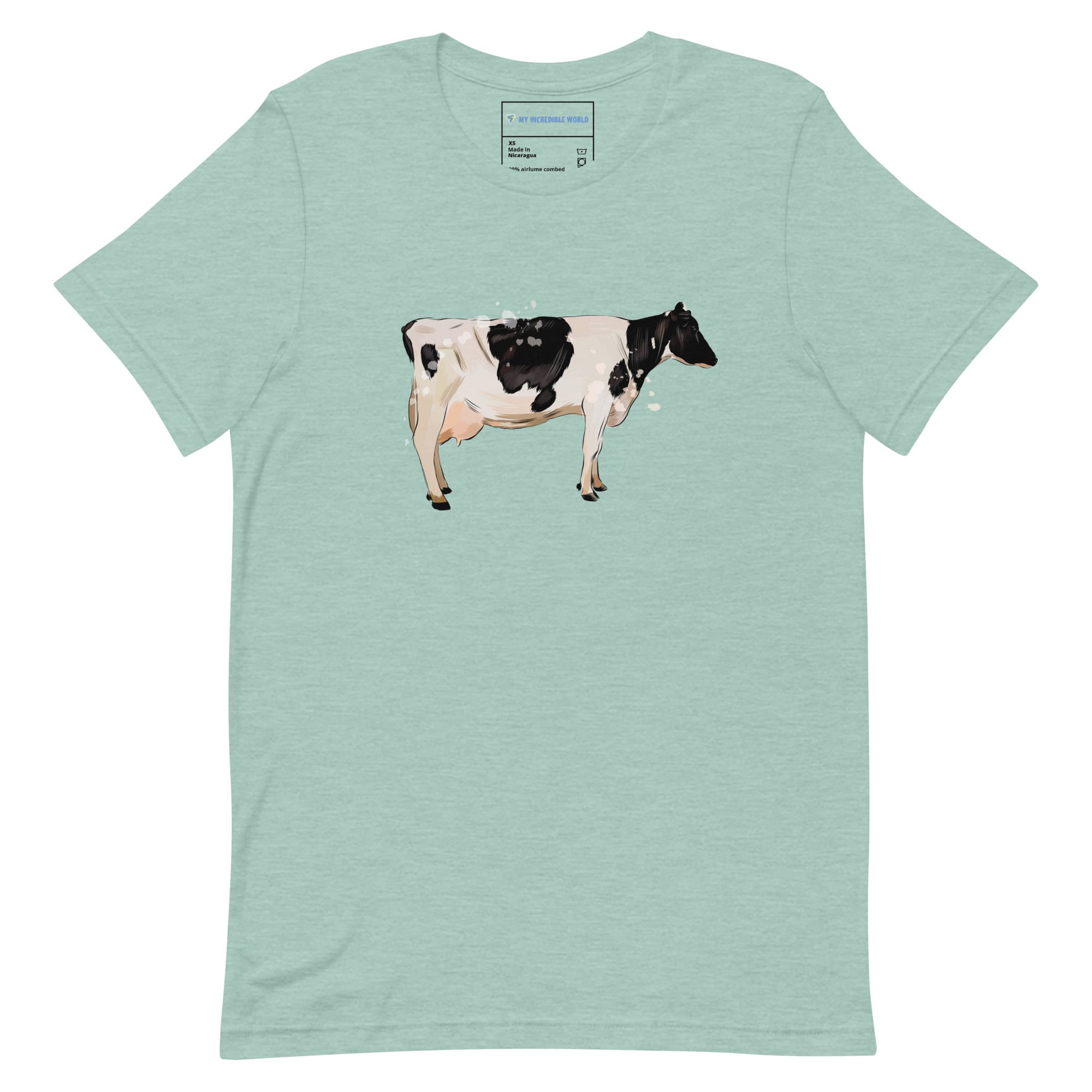 "Watercolor Cow" Cow T-Shirt (Adult Unisex) Heather Prism Dusty Blue / XS