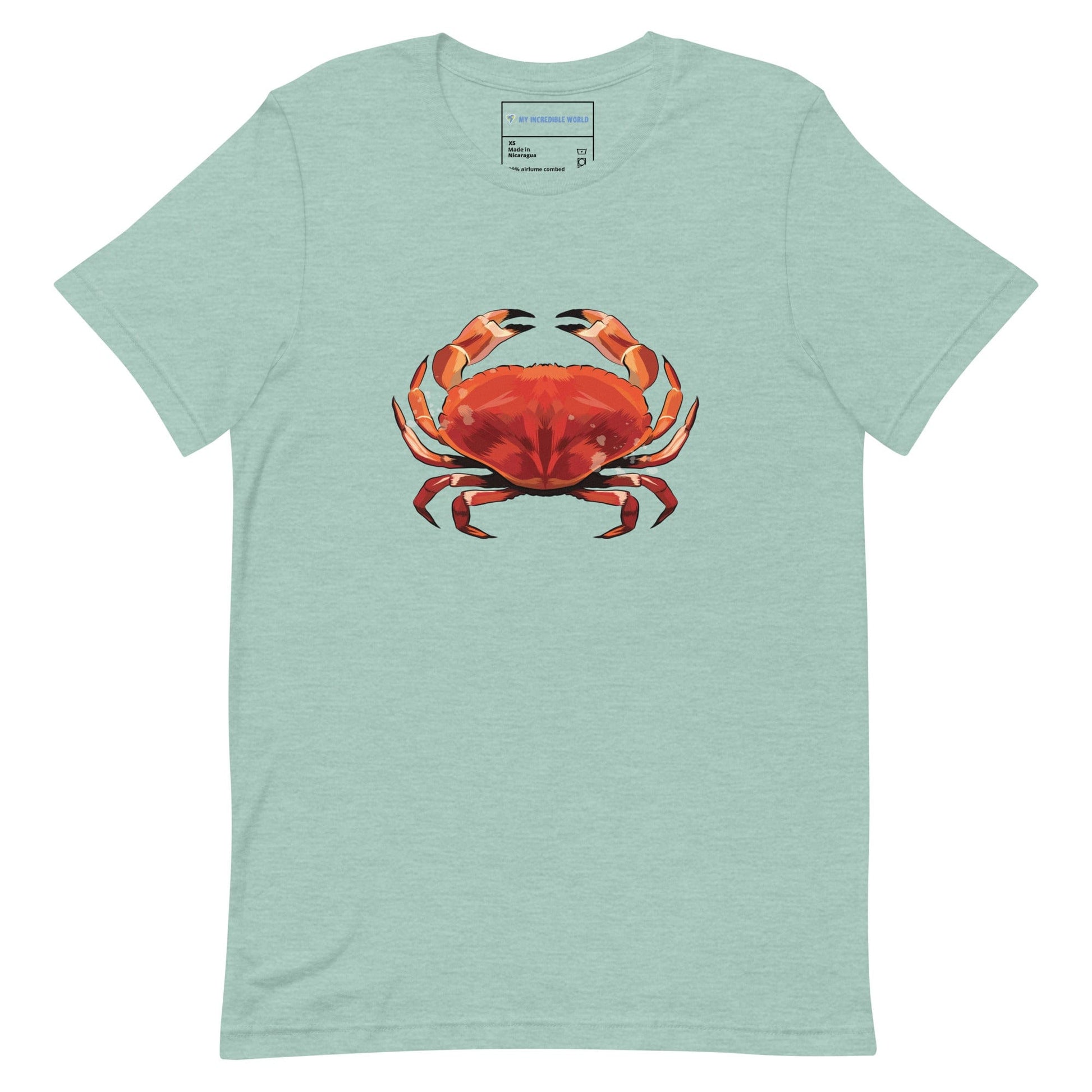 "Watercolor Crab" Crab T-Shirt (Adult Unisex) Heather Prism Dusty Blue / XS