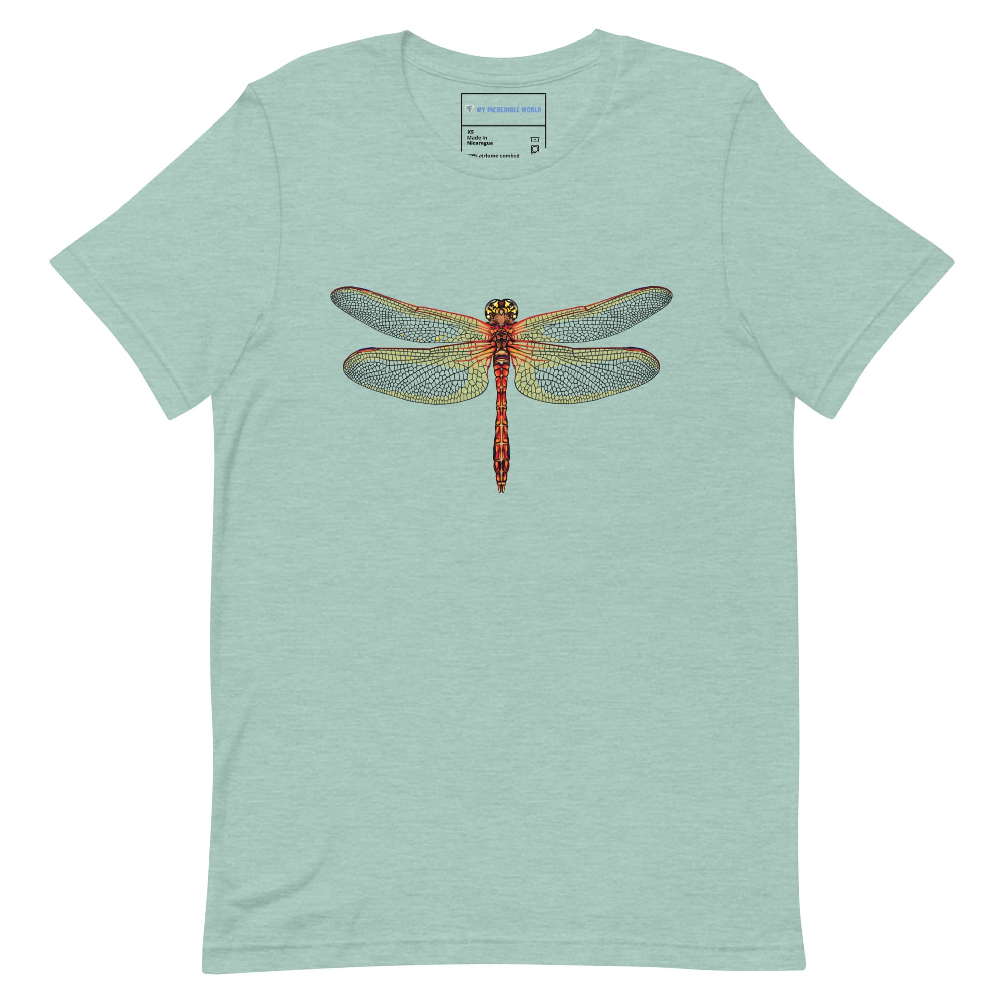 "Watercolor Dragonfly" Dragonfly T-Shirt (Adult Unisex) Heather Prism Dusty Blue / XS