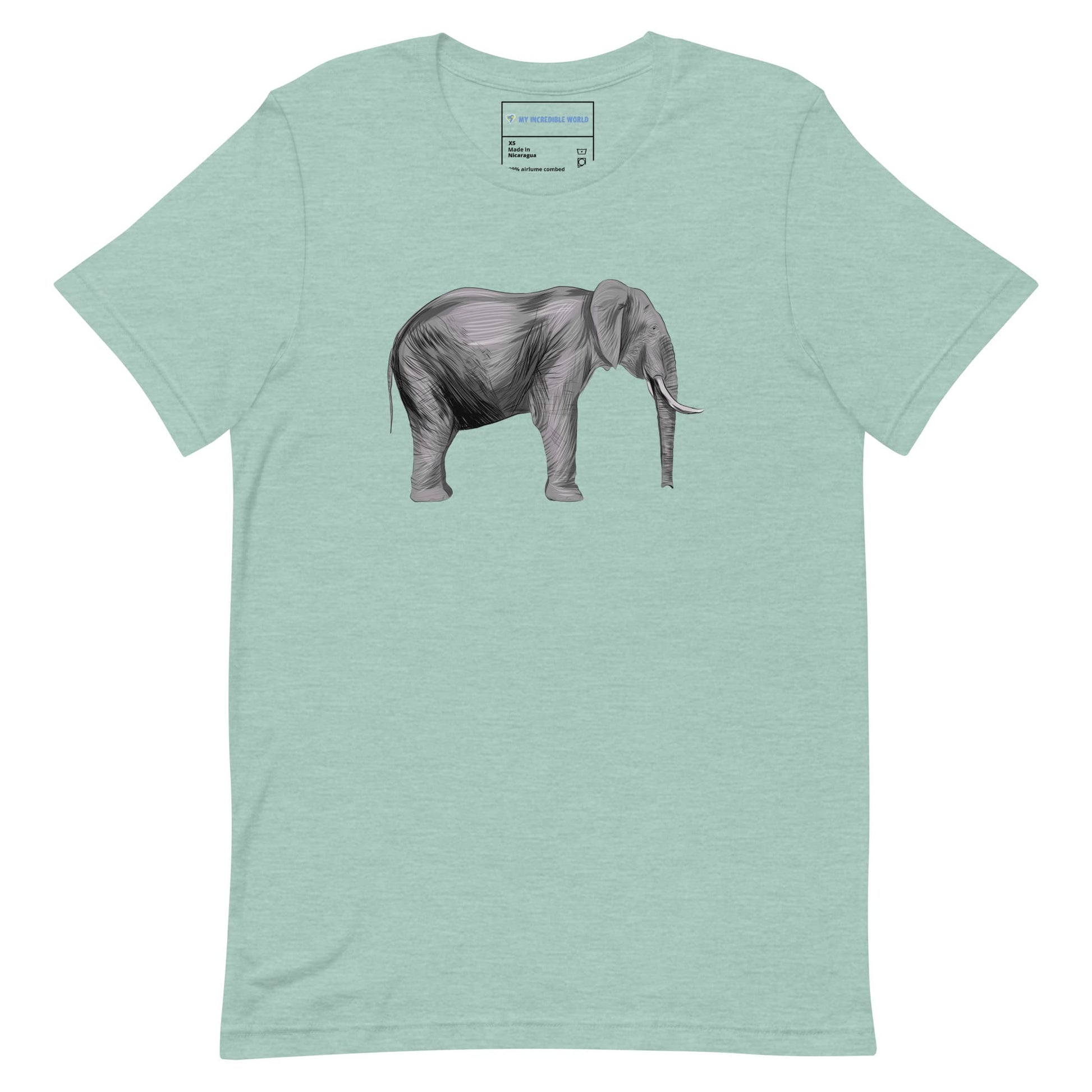 "Watercolor Elephant" Elephant T-Shirt (Adult Unisex) Heather Prism Dusty Blue / XS