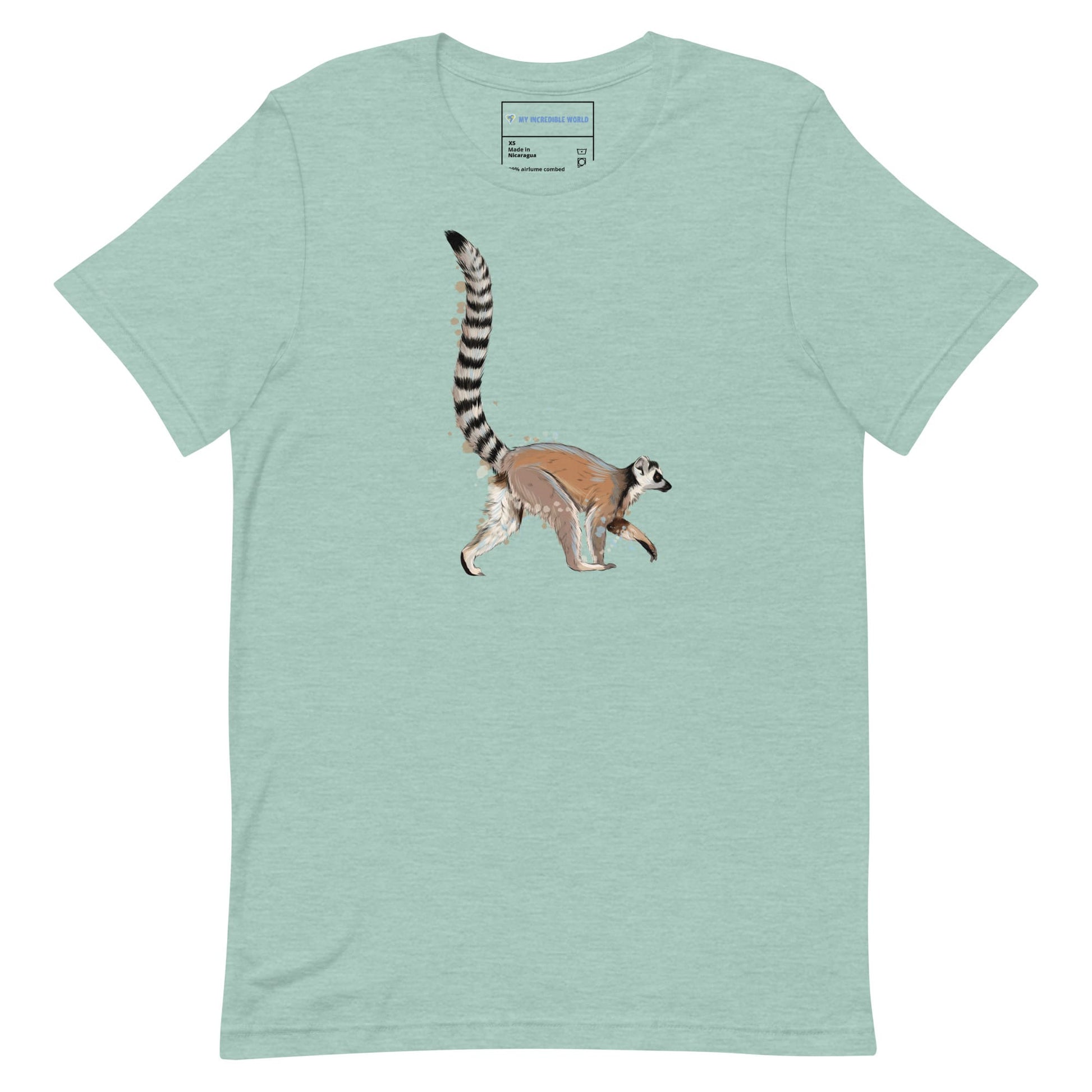 "Watercolor Lemur" Lemur T-Shirt (Adult Unisex) Heather Prism Dusty Blue / XS