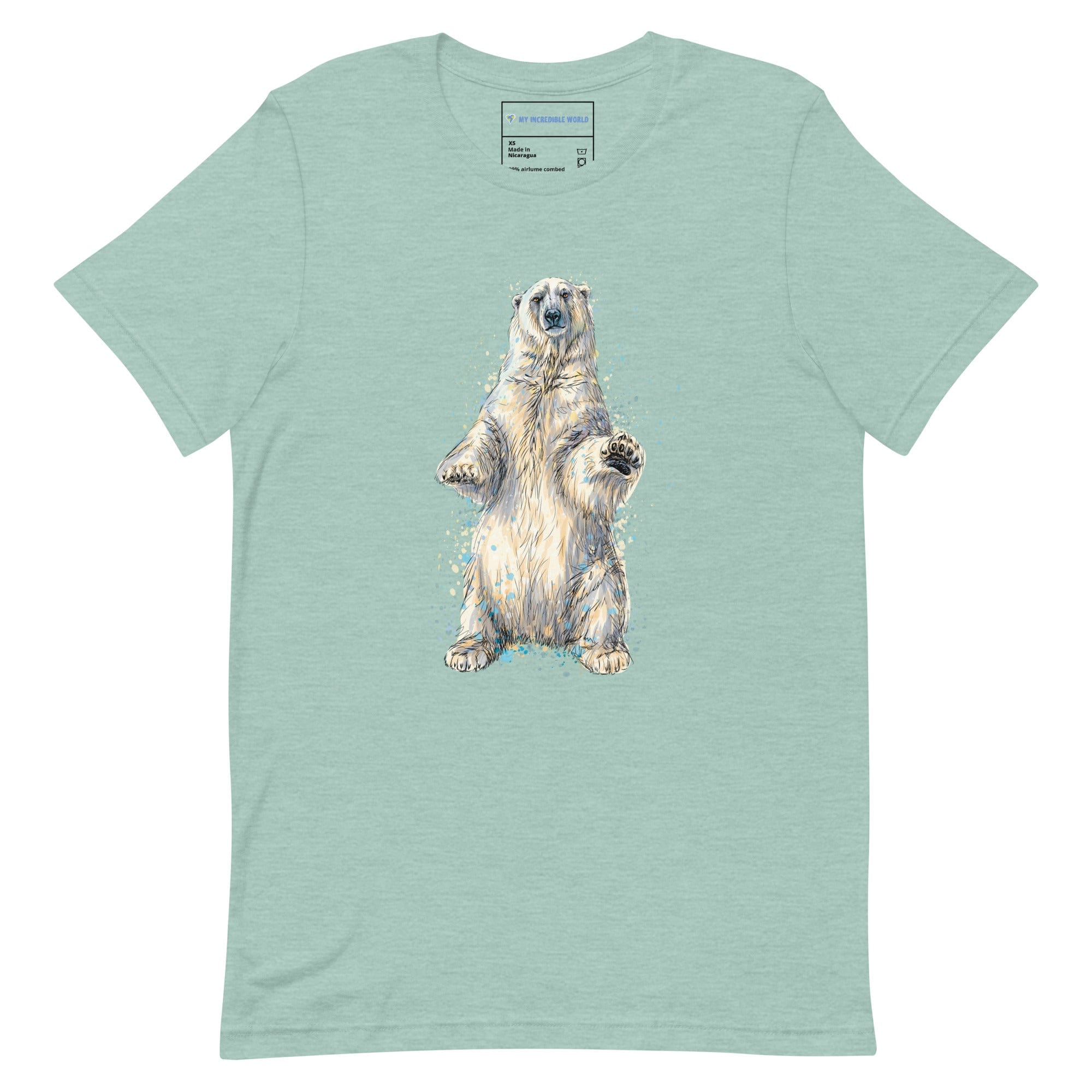 "Watercolor Polar Bear" Polar Bear T-Shirt (Adult Unisex) Heather Prism Dusty Blue / XS