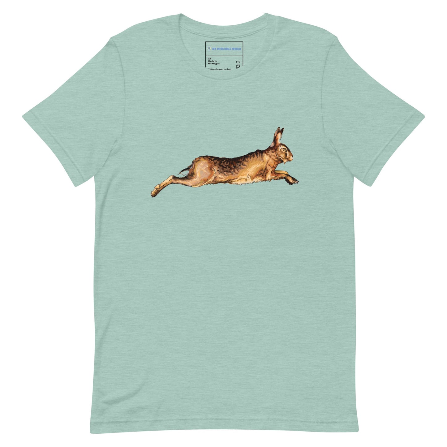 "Watercolor Rabbit" Rabbit T-Shirt (Adult Unisex) Heather Prism Dusty Blue / XS