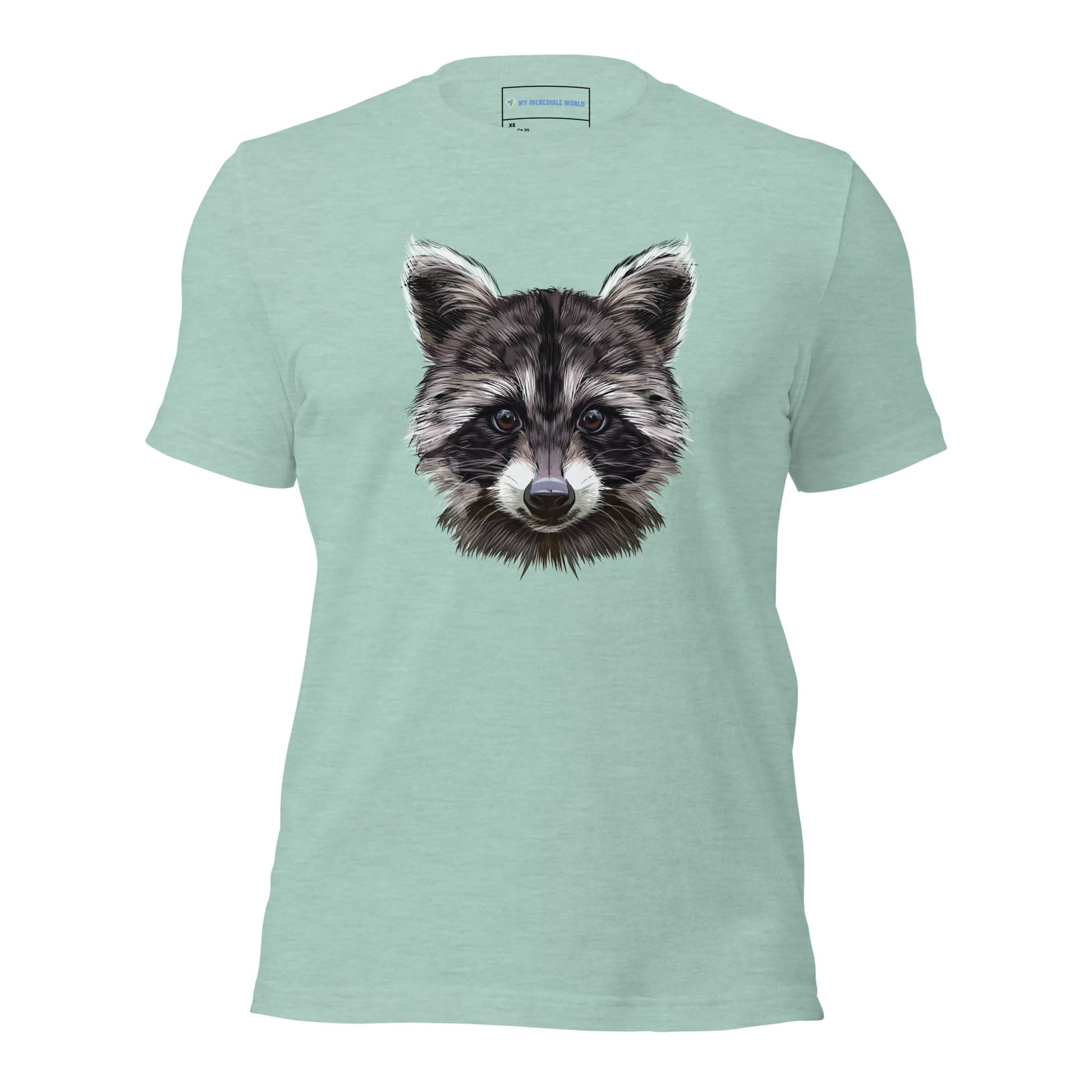 "Watercolor Raccoon" Raccoon T-Shirt (Adult Unisex) Heather Prism Dusty Blue / XS