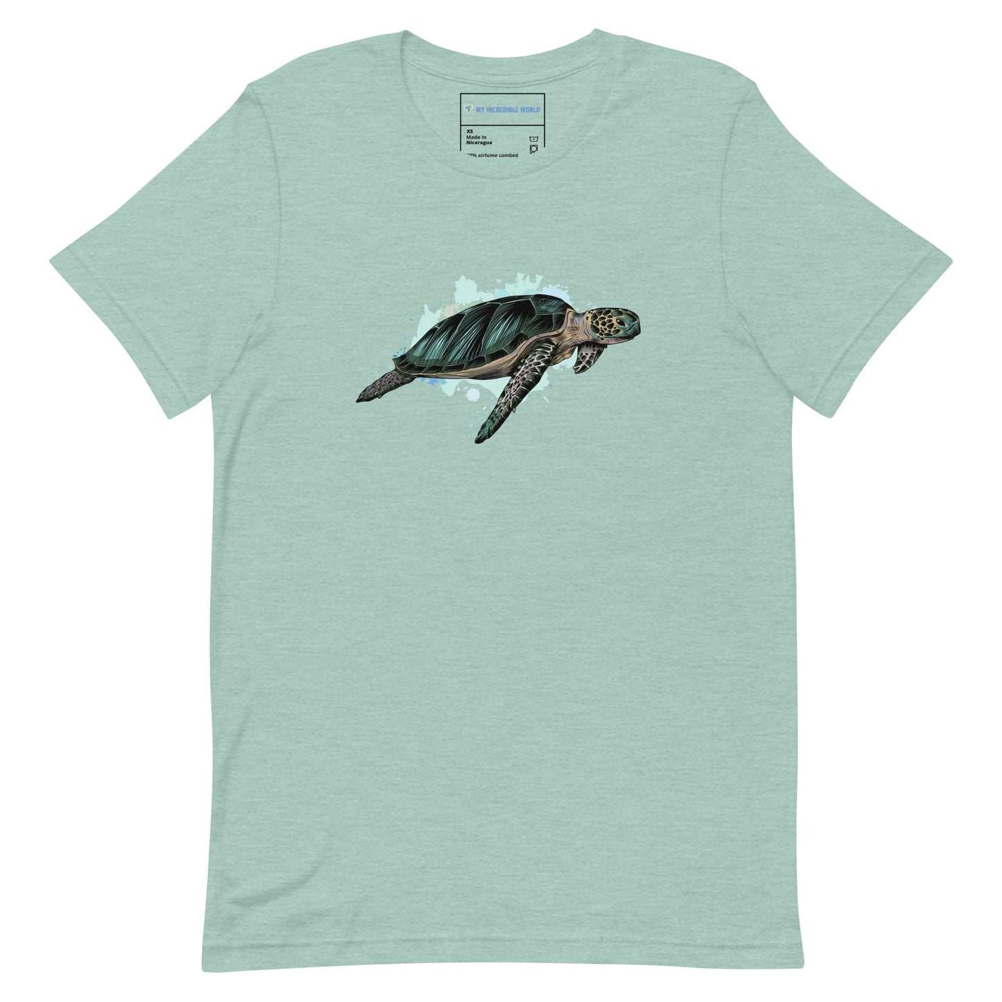 "Watercolor Sea Turtle" Sea Turtle T-Shirt (Adult Unisex) Heather Prism Dusty Blue / XS