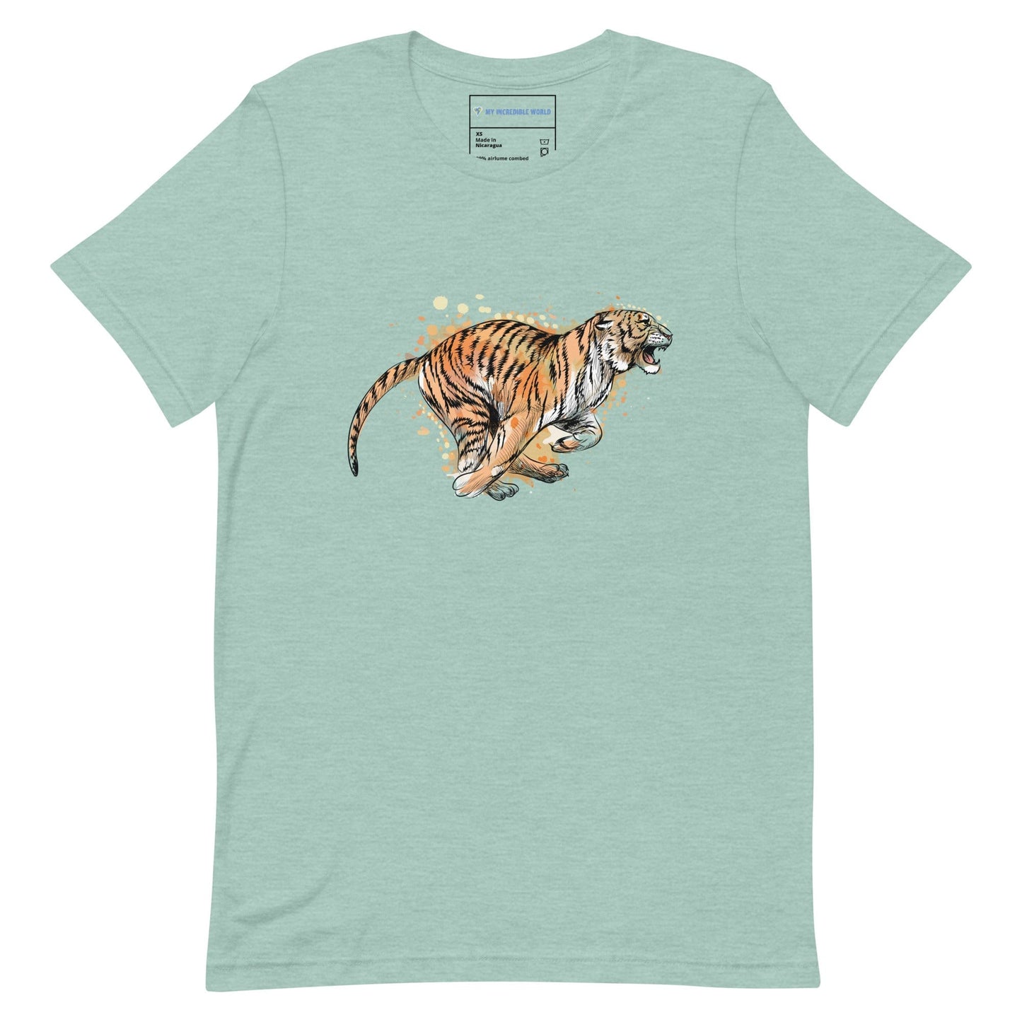 "Watercolor Tiger" Tiger T-Shirt (Adult Unisex) Heather Prism Dusty Blue / XS