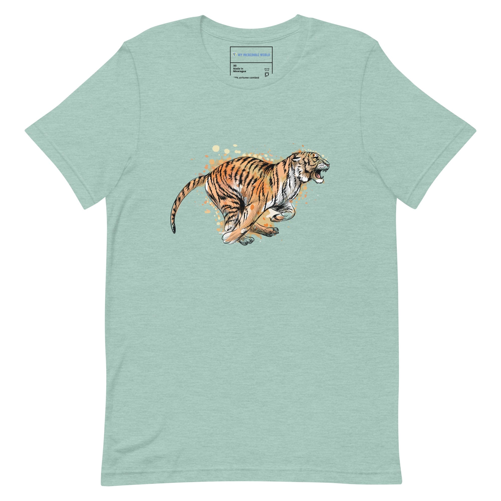 "Watercolor Tiger" Tiger T-Shirt (Adult Unisex) Heather Prism Dusty Blue / XS