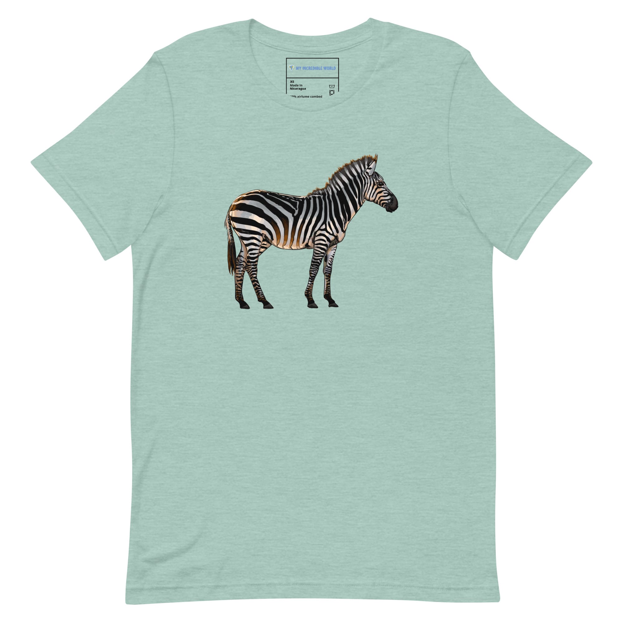 "Watercolor Zebra" Zebra T-Shirt (Adult Unisex) Heather Prism Dusty Blue / XS