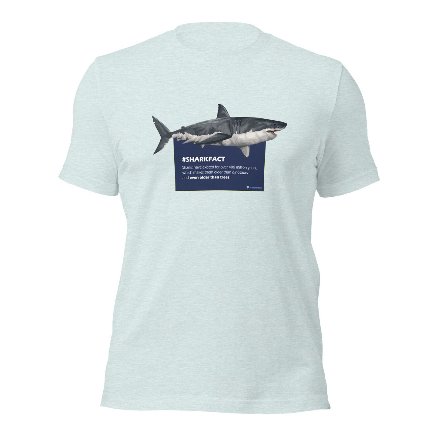 "#SHARKFACT Sharks Are Older Than Trees" Shark T-Shirt (Adult Unisex/Men's) Heather Prism Ice Blue / XS