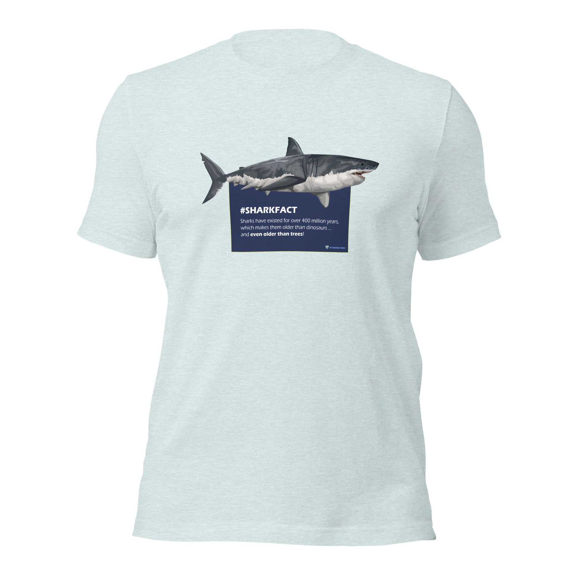 "#SHARKFACT Sharks Are Older Than Trees" Shark T-Shirt (Adult Unisex/Men's) Heather Prism Ice Blue / XS