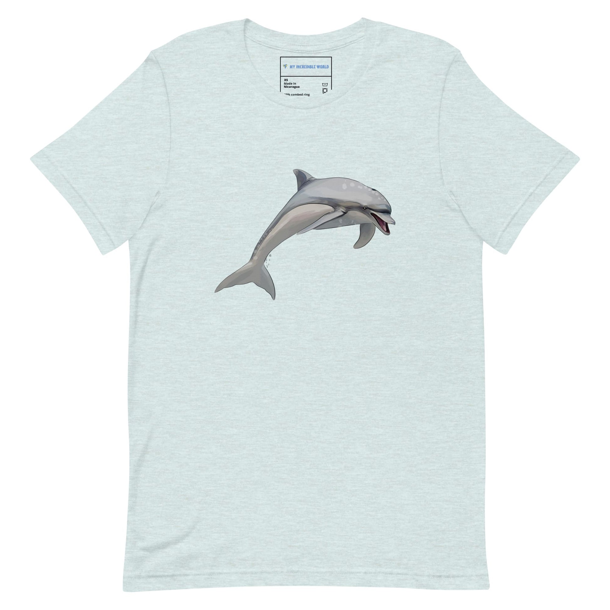 "Watercolor Dolphin" Dolphin T-Shirt (Adult Unisex) Heather Prism Ice Blue / XS