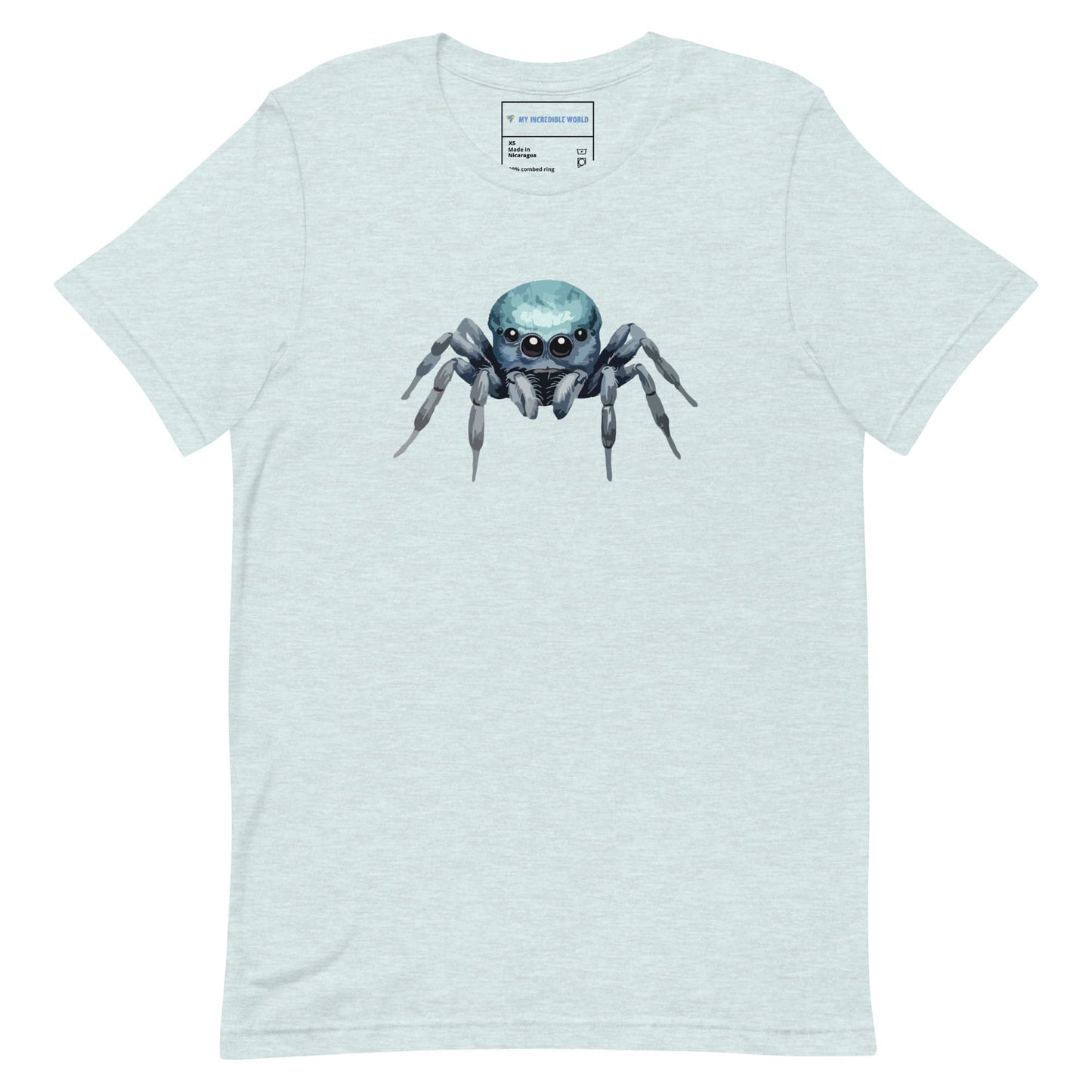 "Watercolor Spider" Cute Spider T-Shirt (Adult Unisex) Heather Prism Ice Blue / XS