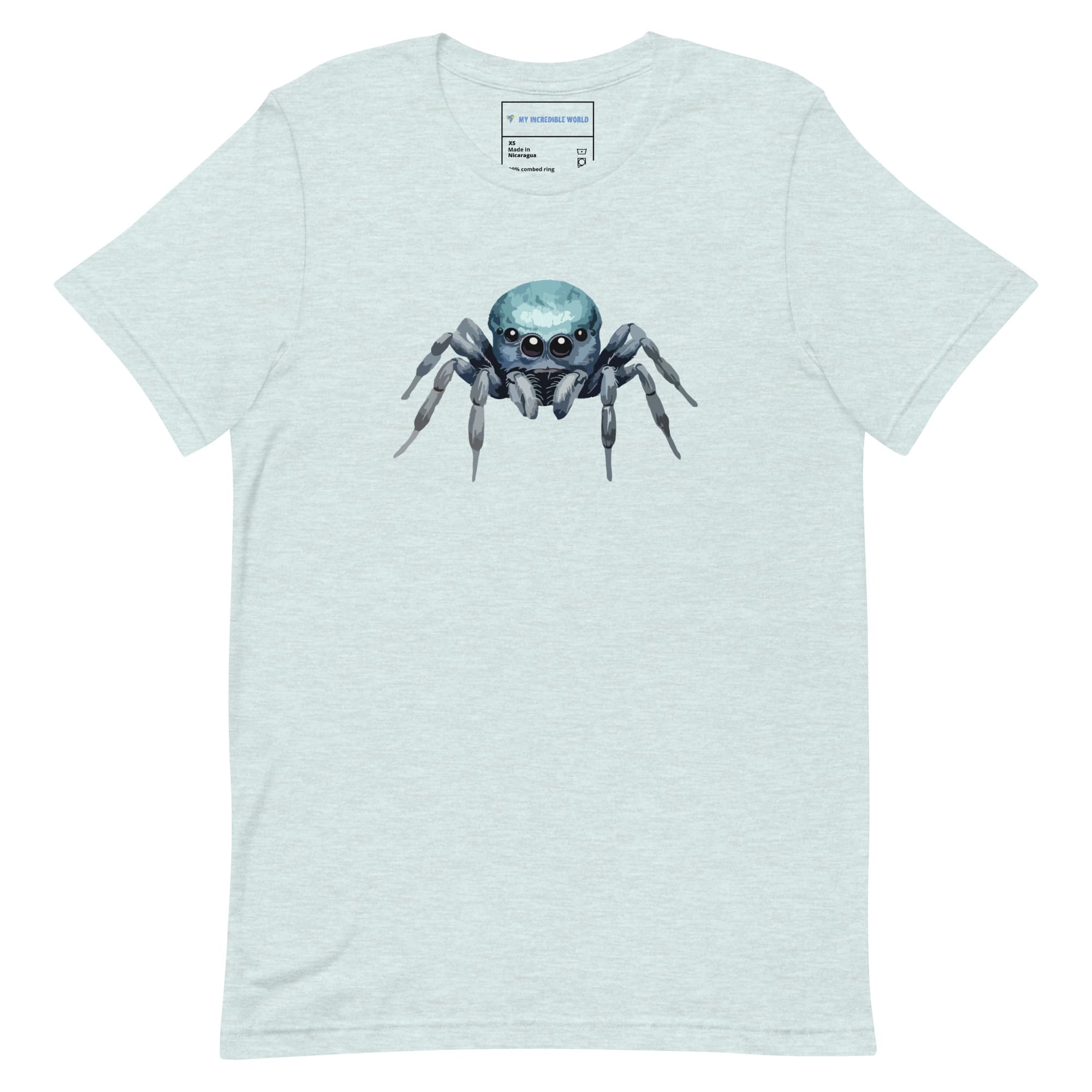 "Watercolor Spider" Cute Spider T-Shirt (Adult Unisex) Heather Prism Ice Blue / XS