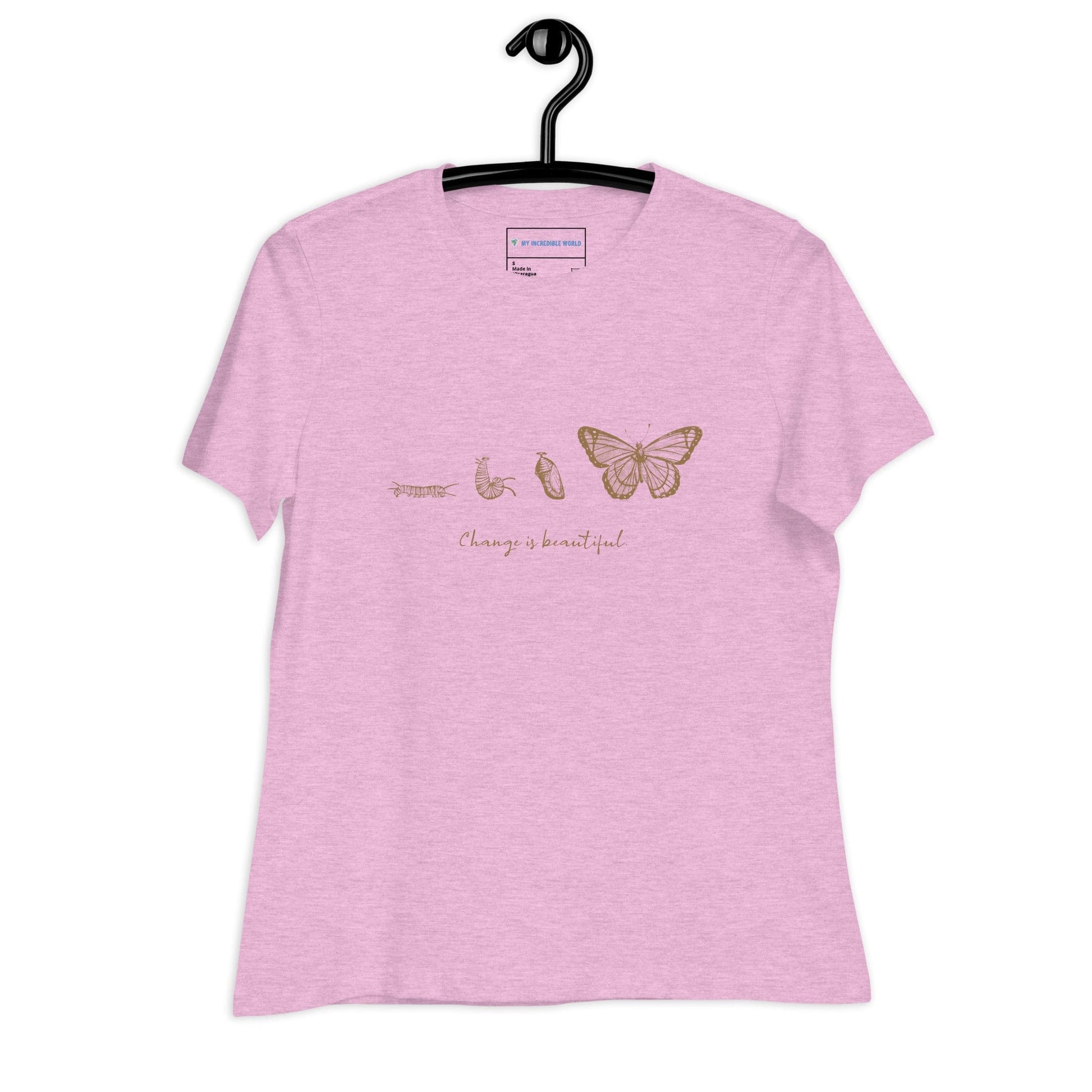 "Change is Beautiful" Butterfly Metamorphosis T-Shirt (Women's) Heather Prism Lilac / S