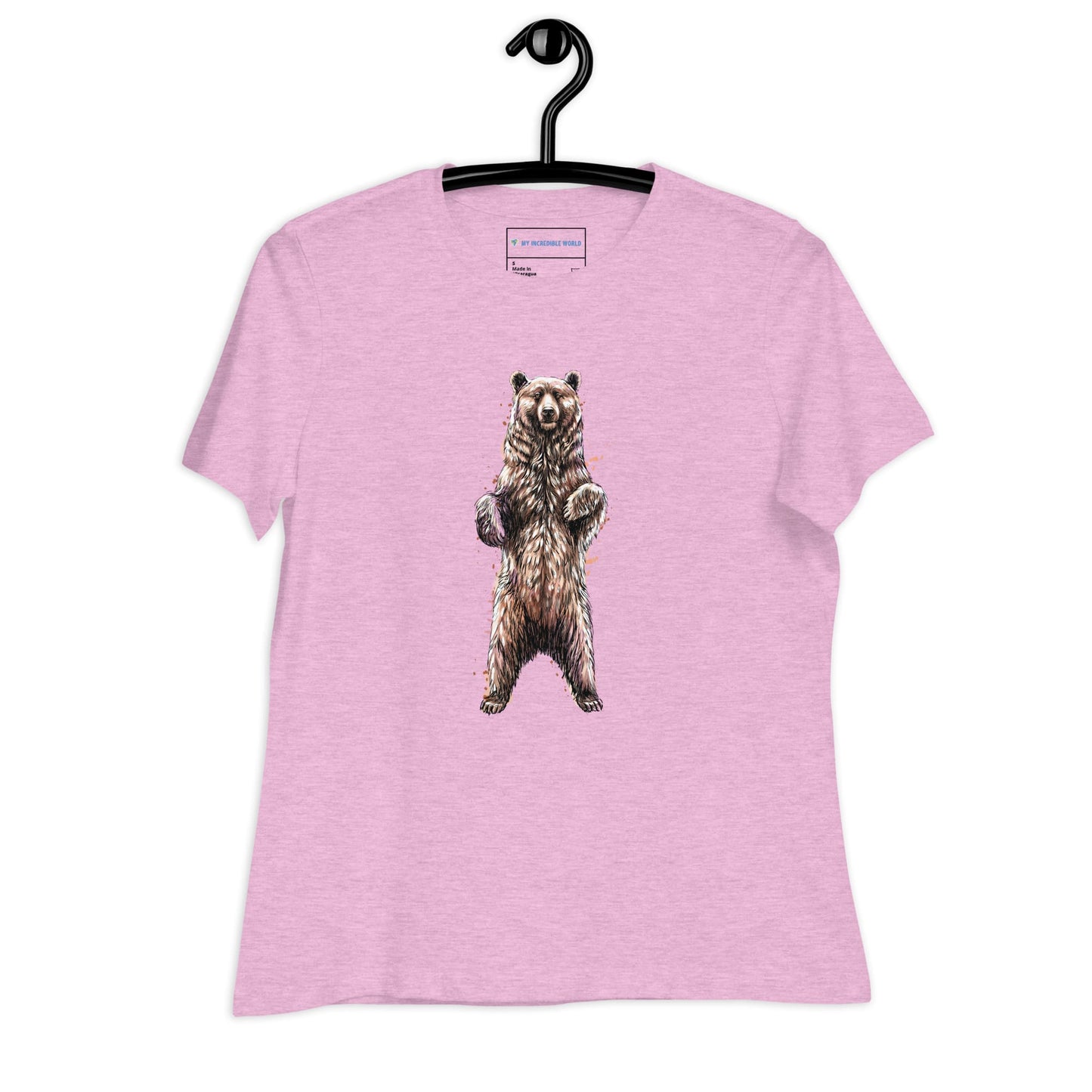 "Watercolor Brown Bear" Women's Brown Bear T-Shirt Heather Prism Lilac / S