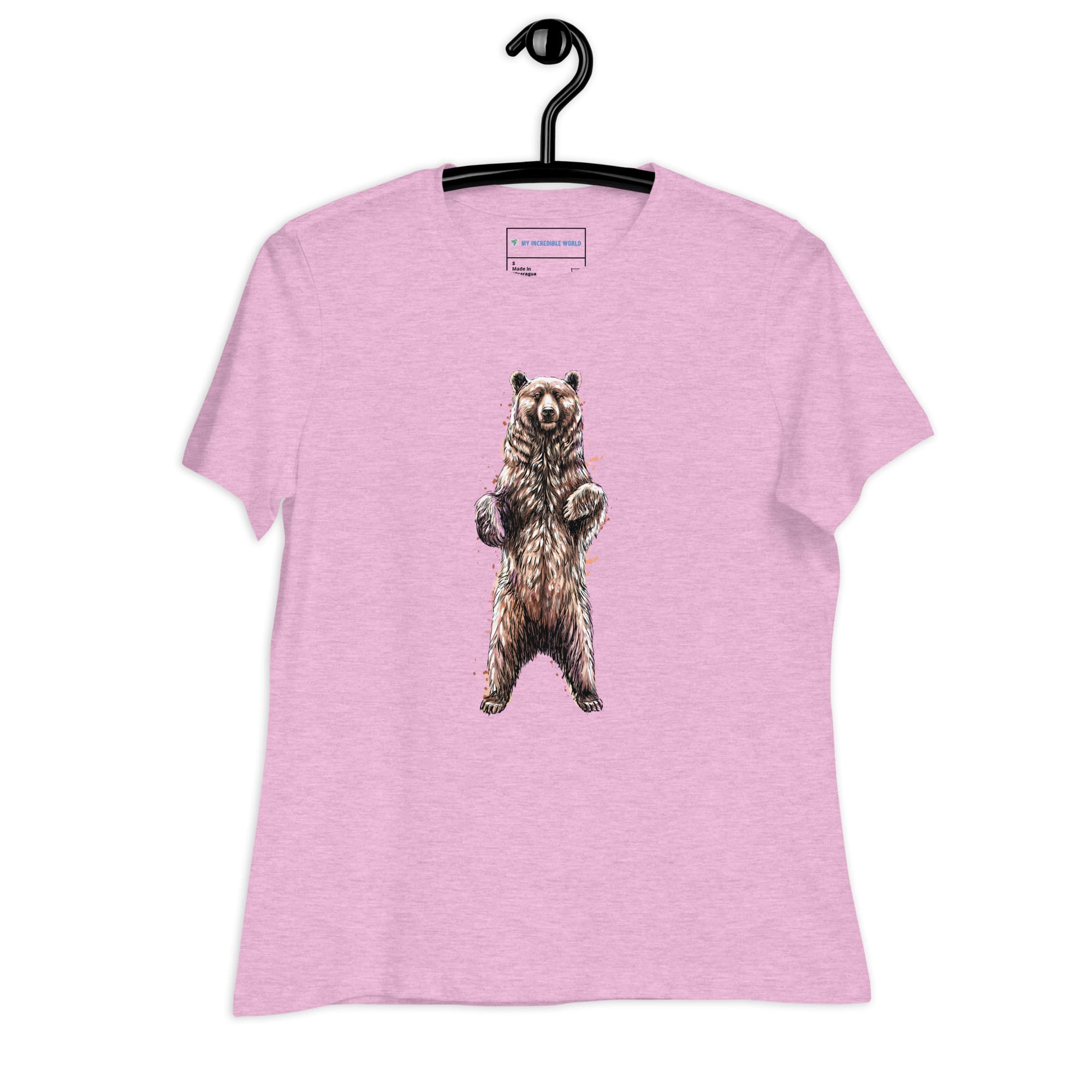 "Watercolor Brown Bear" Women's Brown Bear T-Shirt Heather Prism Lilac / S