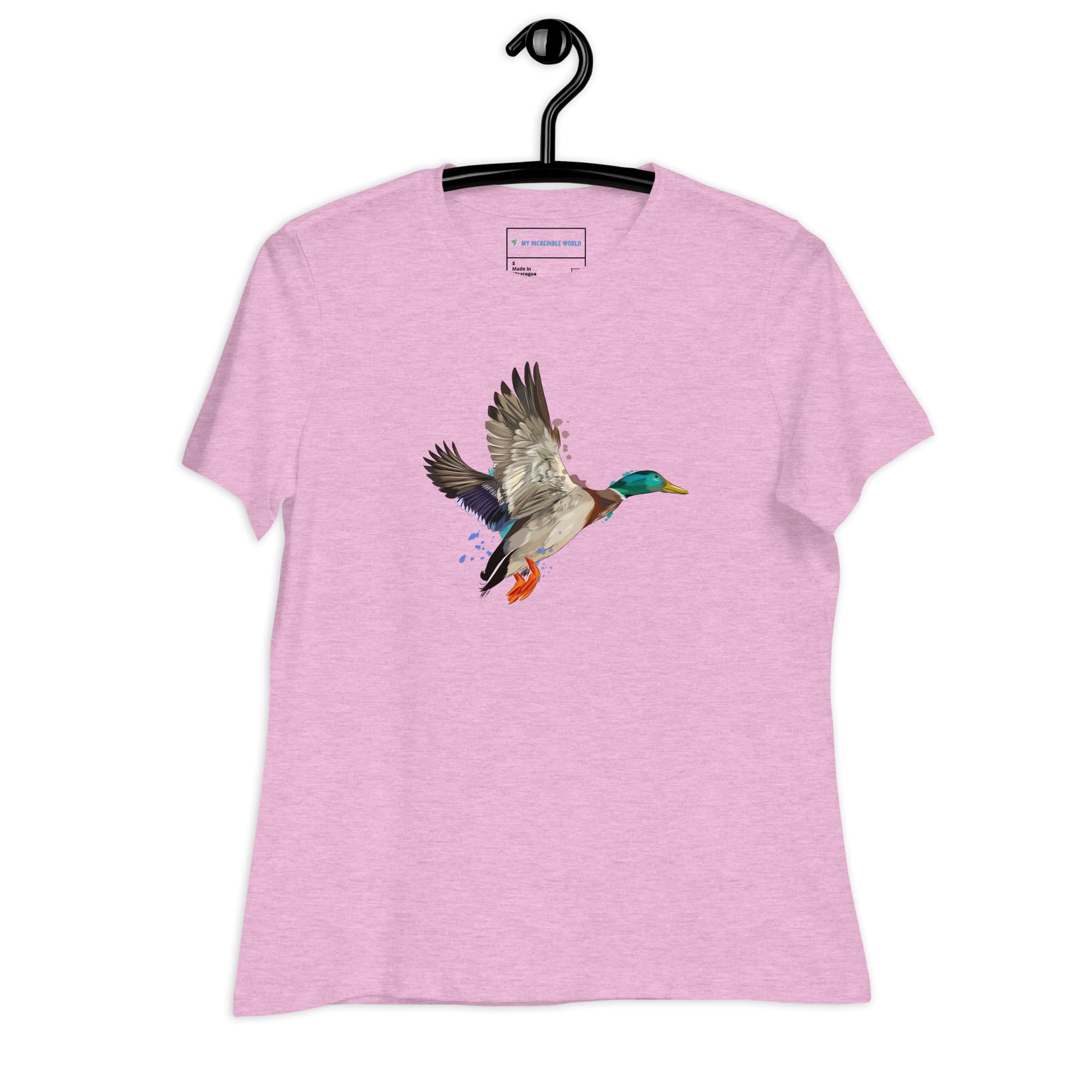 "Watercolor Duck" Women's Mallard Duck T-Shirt Heather Prism Lilac / S