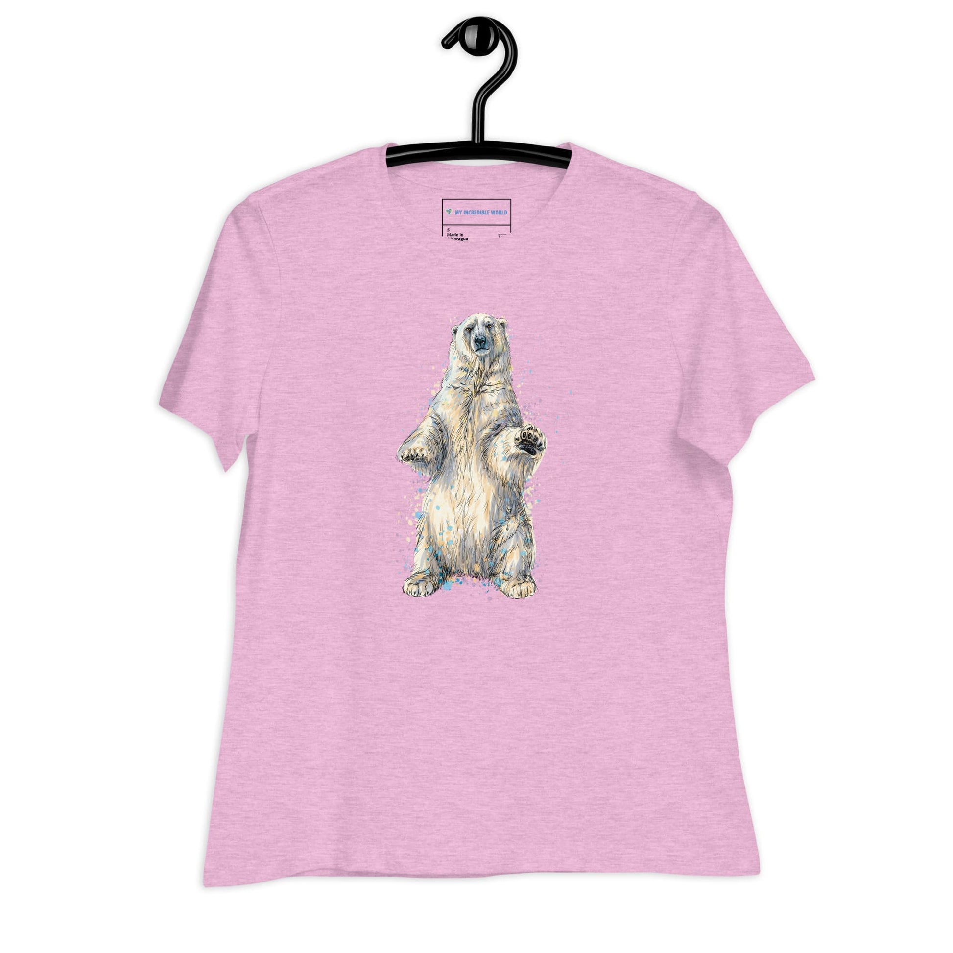 "Watercolor Polar Bear" Women's Polar Bear T-Shirt Heather Prism Lilac / S