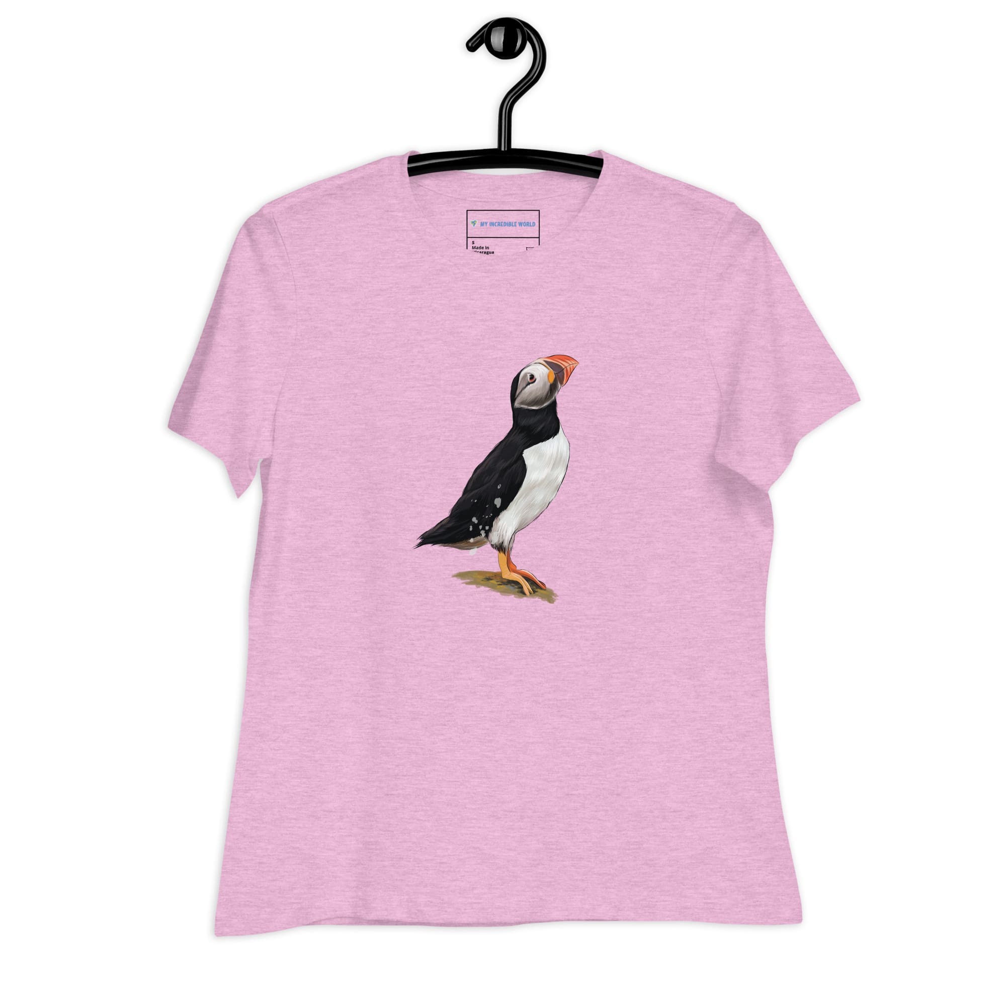 "Watercolor Puffin" Women's Puffin T-Shirt Heather Prism Lilac / S