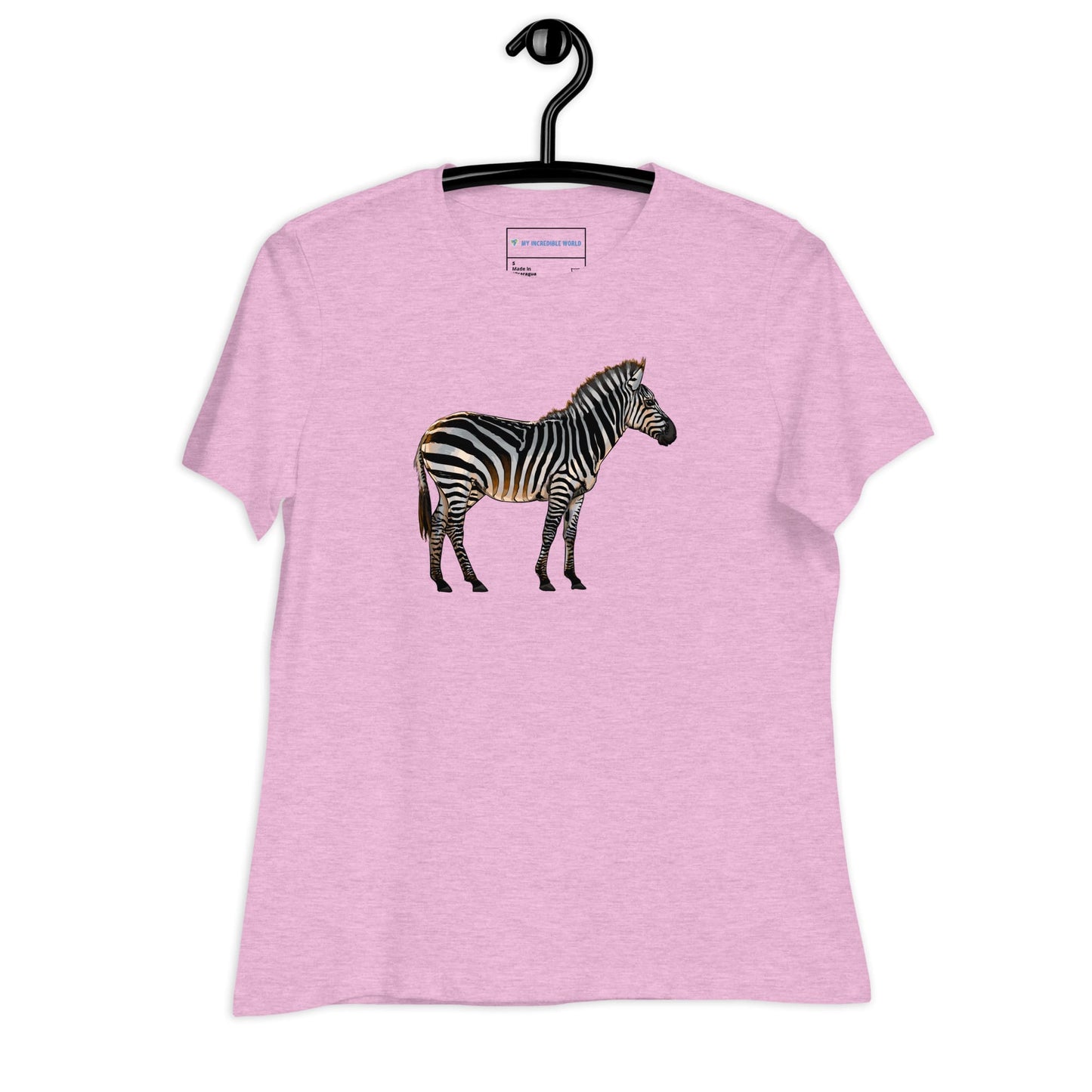 "Watercolor Zebra" Women's Zebra T-Shirt Heather Prism Lilac / S