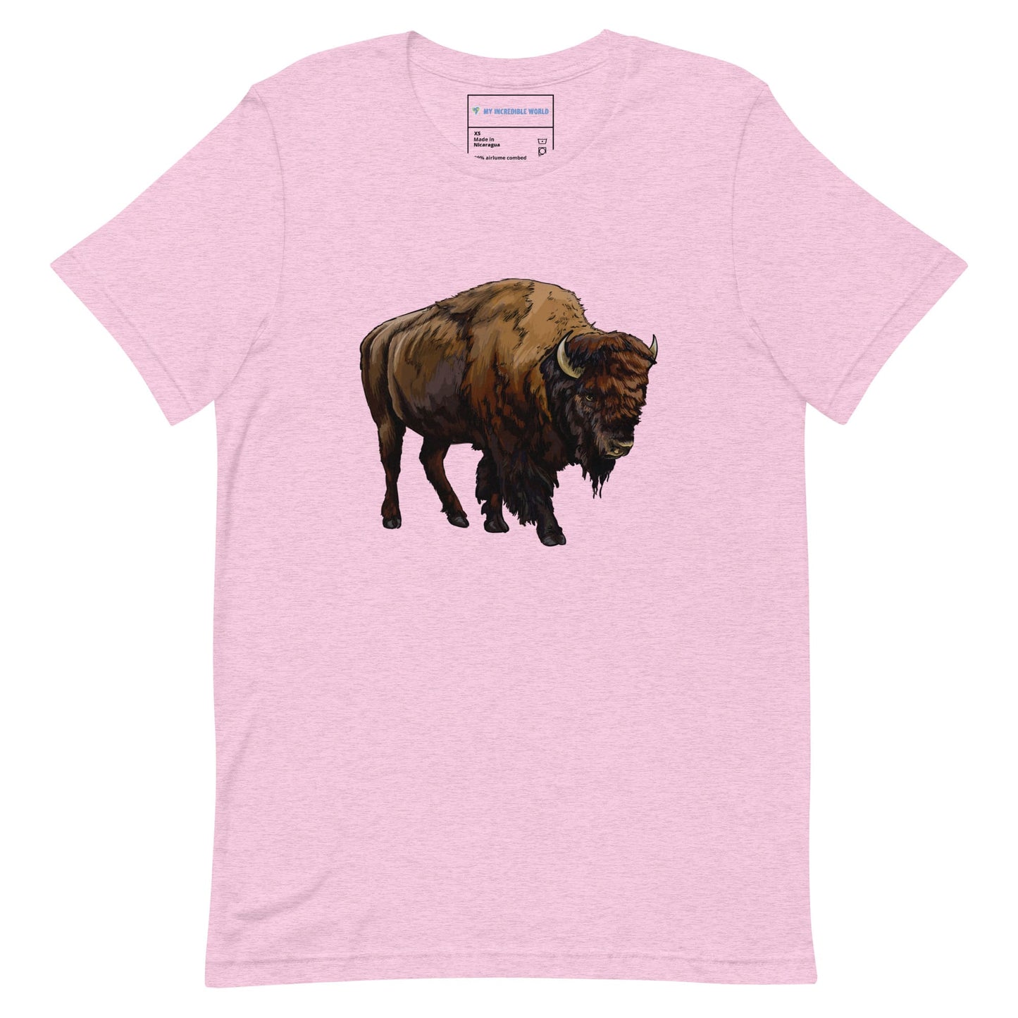 "Watercolor Bison" Bison T-Shirt (Adult Unisex) Heather Prism Lilac / XS