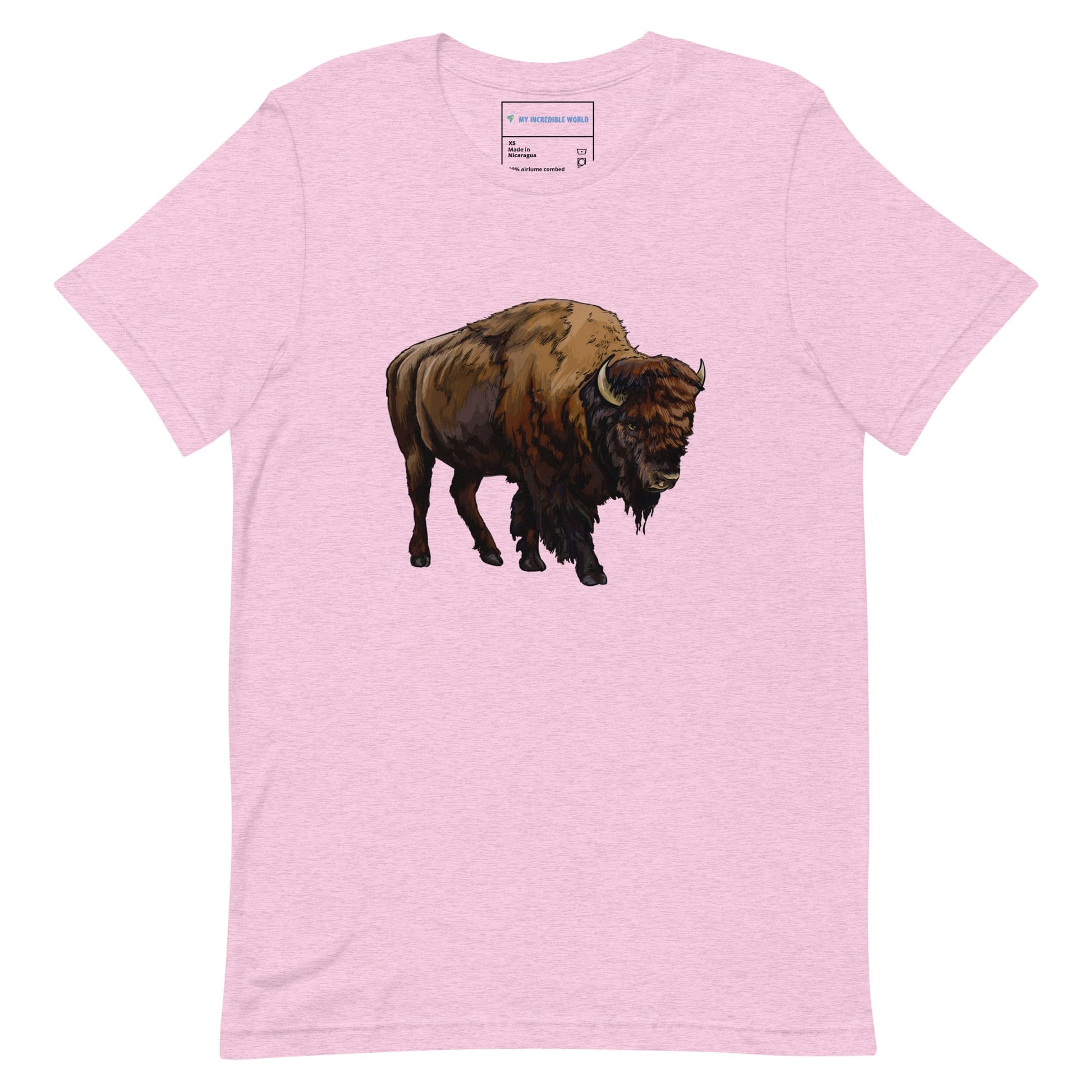 "Watercolor Bison" Bison T-Shirt (Adult Unisex) Heather Prism Lilac / XS