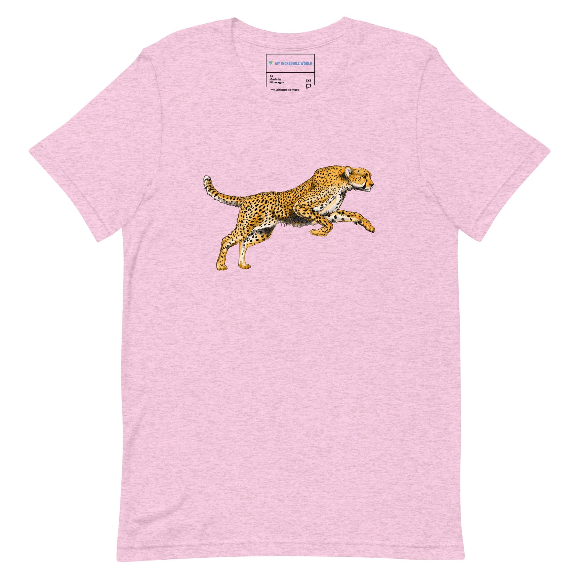 "Watercolor Cheetah" Cheetah T-Shirt (Adult Unisex) Heather Prism Lilac / XS