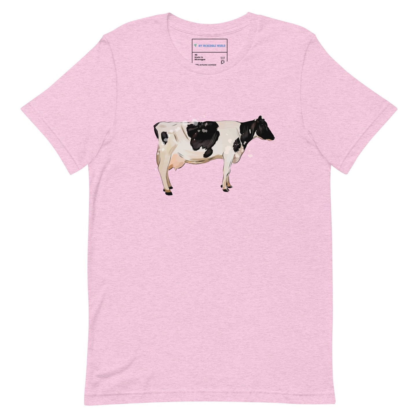 "Watercolor Cow" Cow T-Shirt (Adult Unisex) Heather Prism Lilac / XS