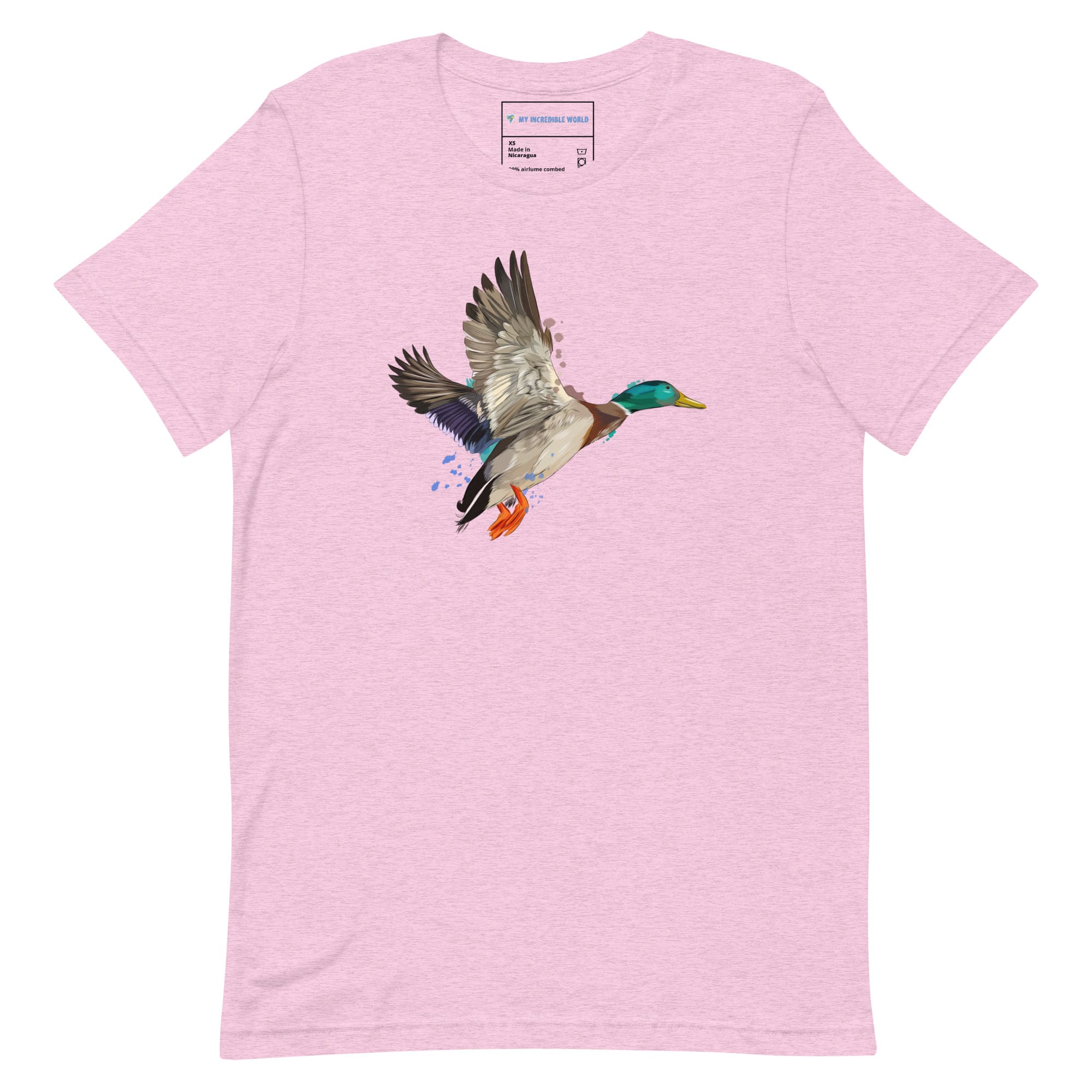 "Watercolor Duck" Mallard Duck T-Shirt (Adult Unisex) Heather Prism Lilac / XS