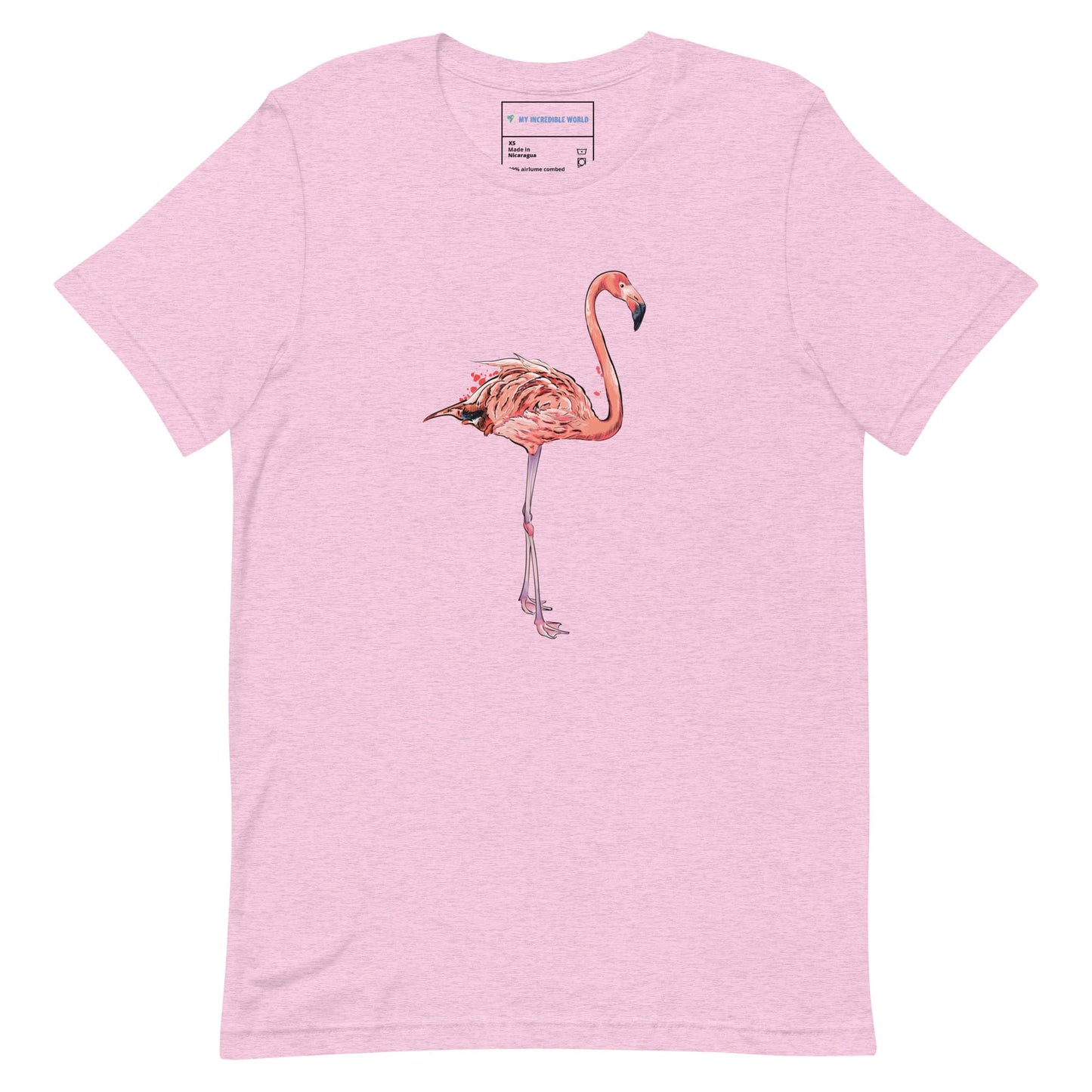 "Watercolor Flamingo" Flamingo T-Shirt (Adult Unisex) Heather Prism Lilac / XS