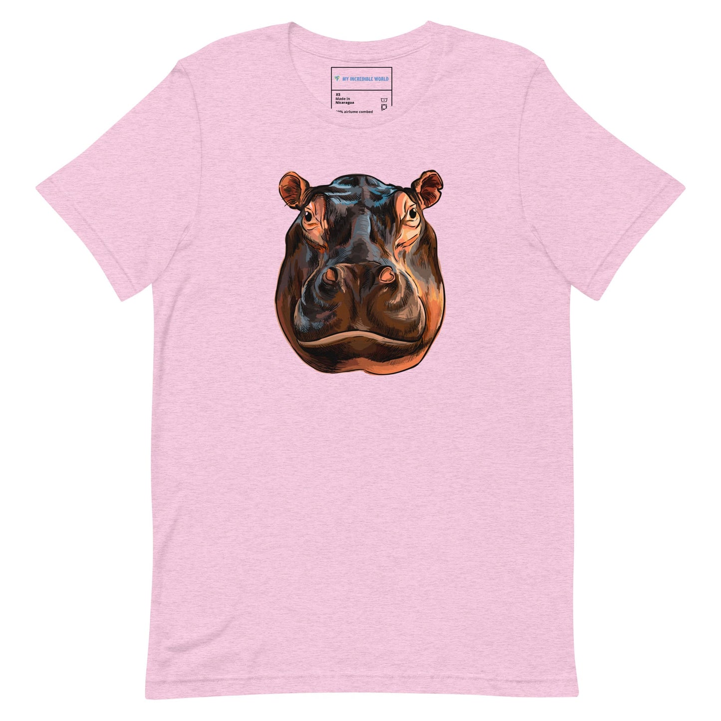 "Watercolor Hippopotamus" Hippo T-Shirt (Adult Unisex) Heather Prism Lilac / XS