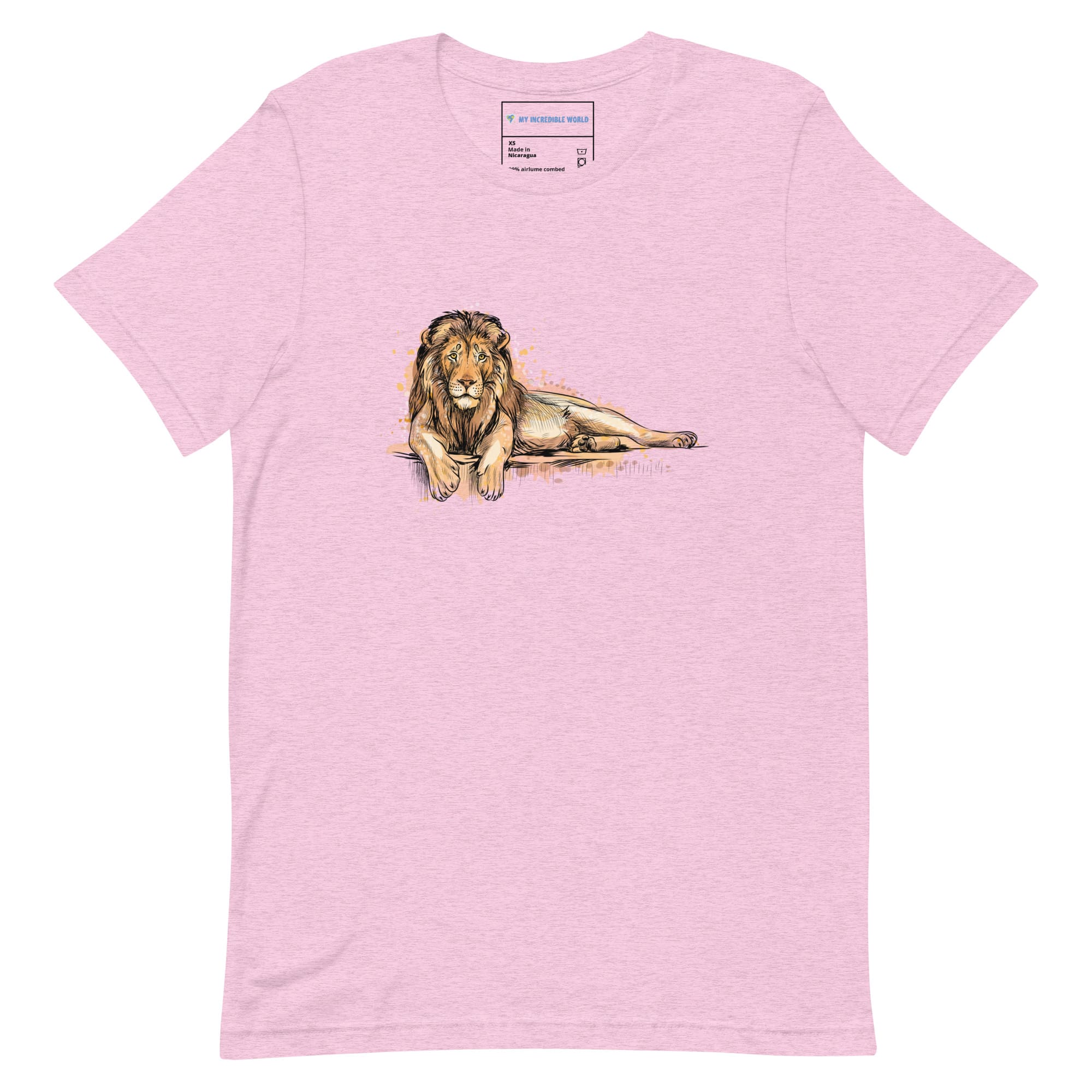 "Watercolor Lion" Lion T-Shirt (Adult Unisex) Heather Prism Lilac / XS